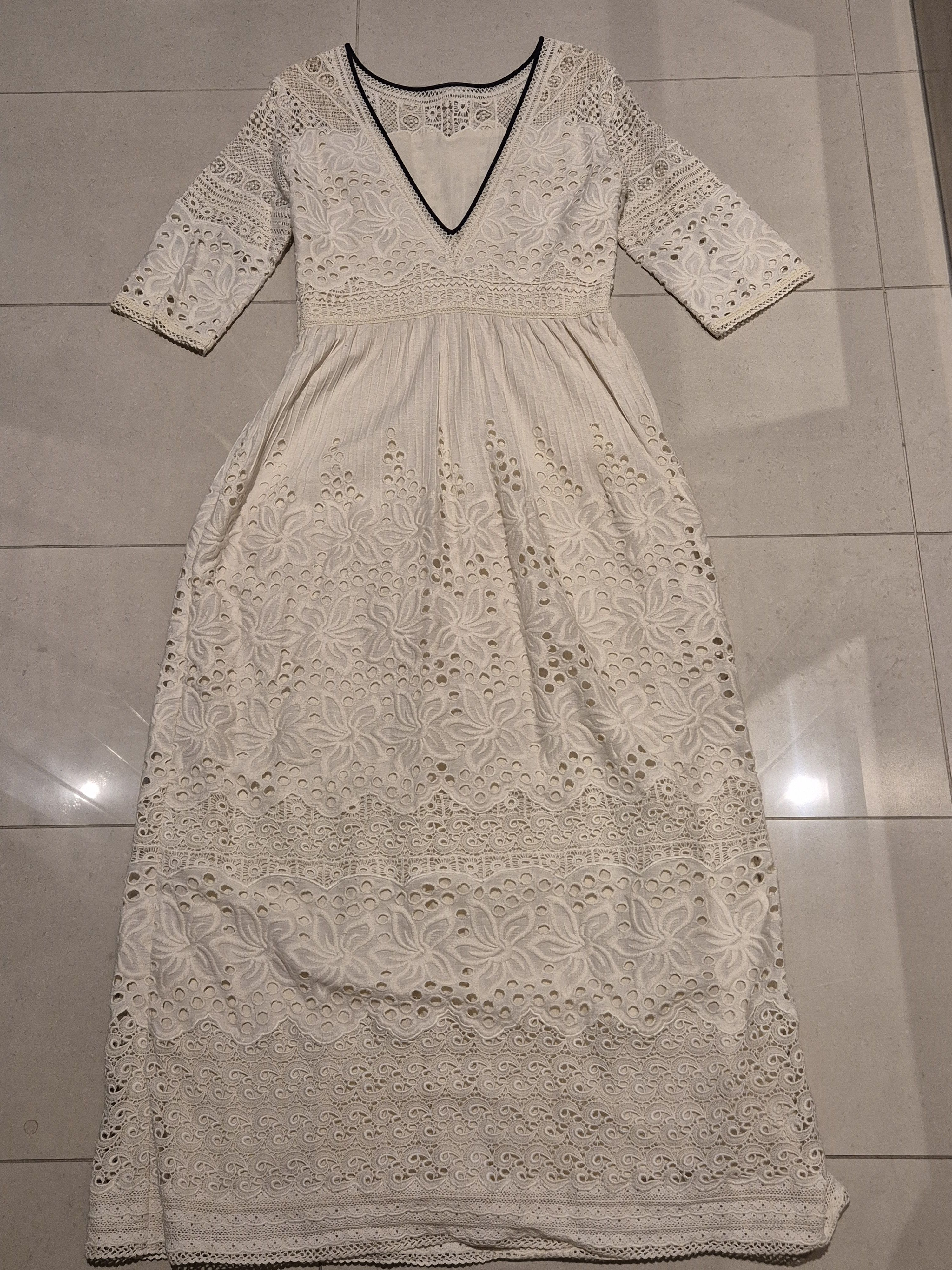 Designer Talitha white cotton lace maxi dress Size S / US 4 / IT 40 - 8 Thumbnail