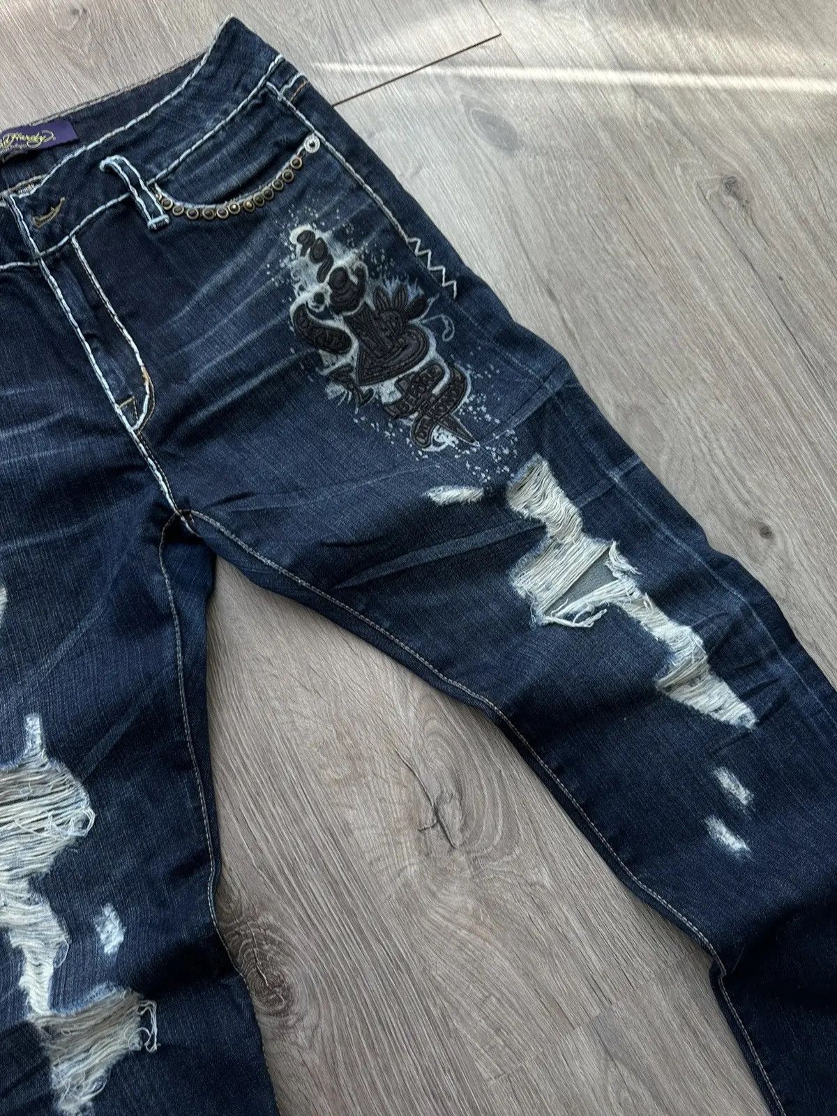 Christian Audigier × Ed Hardy × Vintage Vintage Ed Hardy Christian Audigier Denim Pants Size US 29 - 12 Thumbnail
