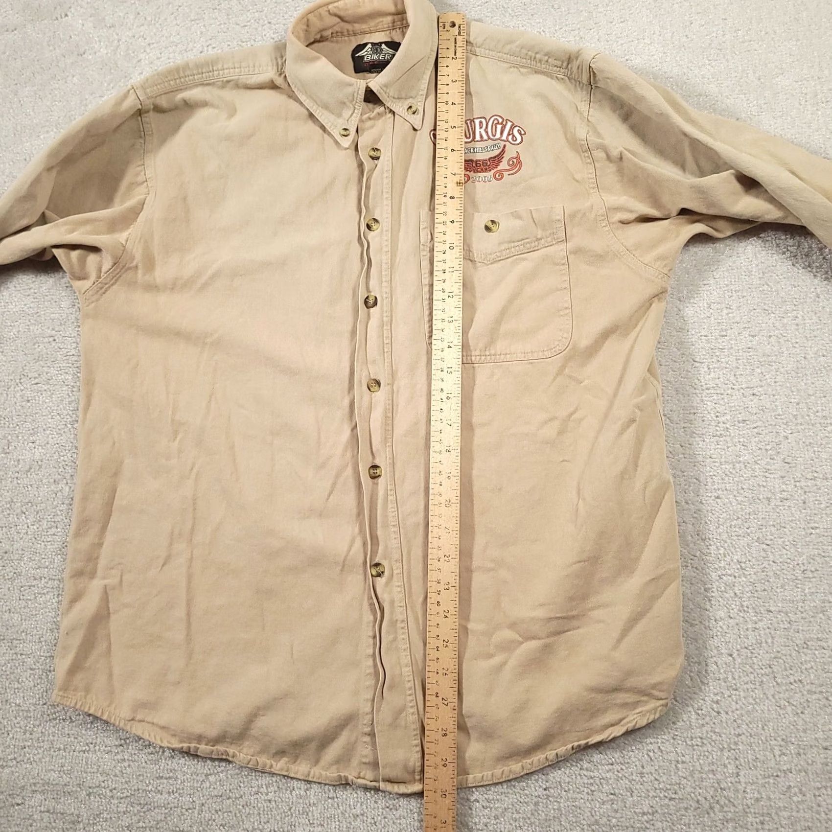 Vintage VINTAGE Sturgis 2006 Biker Design Button Up Shirt XL Tan Beige Black Hills Men Shirt Size US XL / EU 56 / 4 - 5 Thumbnail