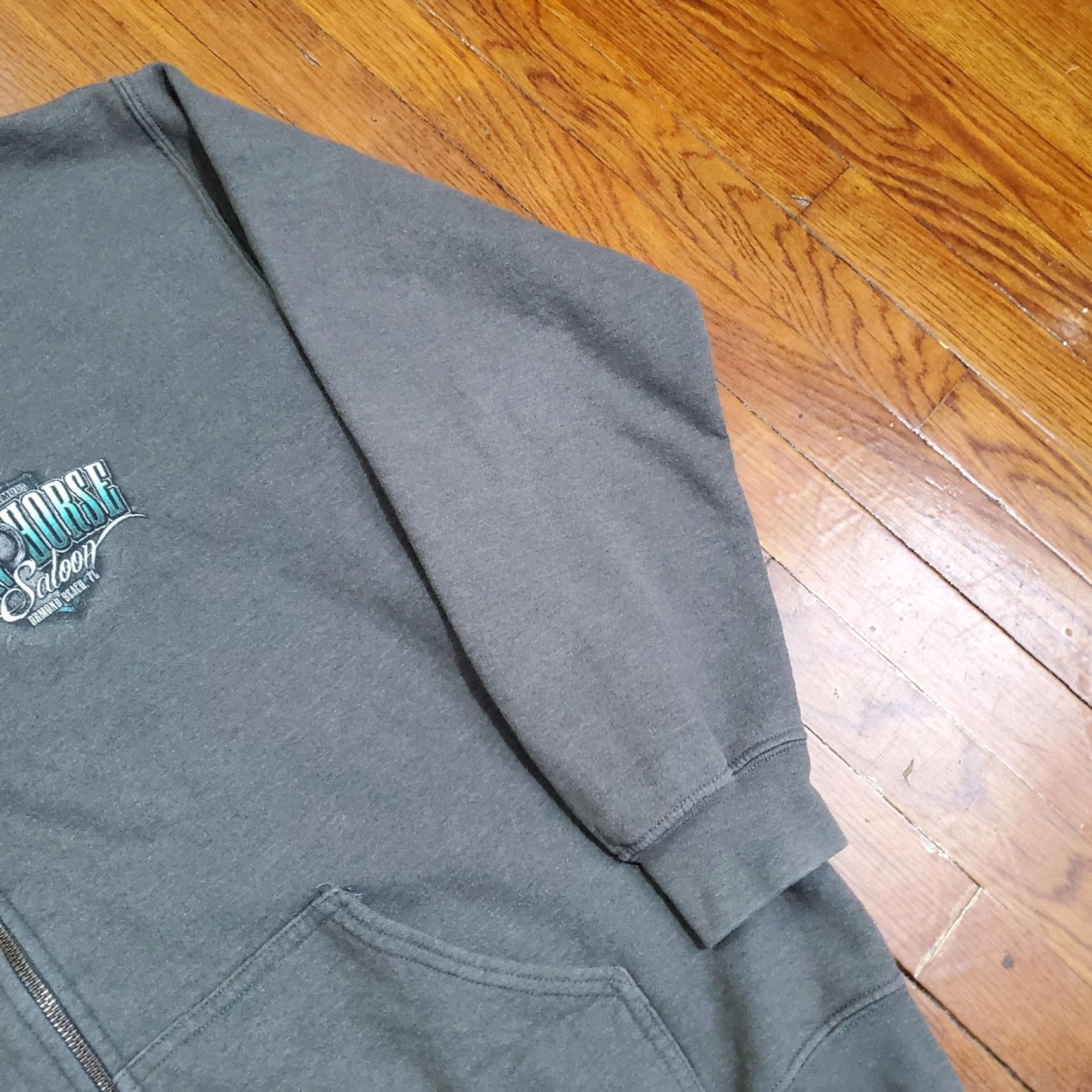 Gildan IRON HORSE SALOON Gildan Hoodie Sweatshirt Mens Large Gray Full Zip Bike Week 2014 Size US L / EU 52-54 / 3 - 7 Thumbnail