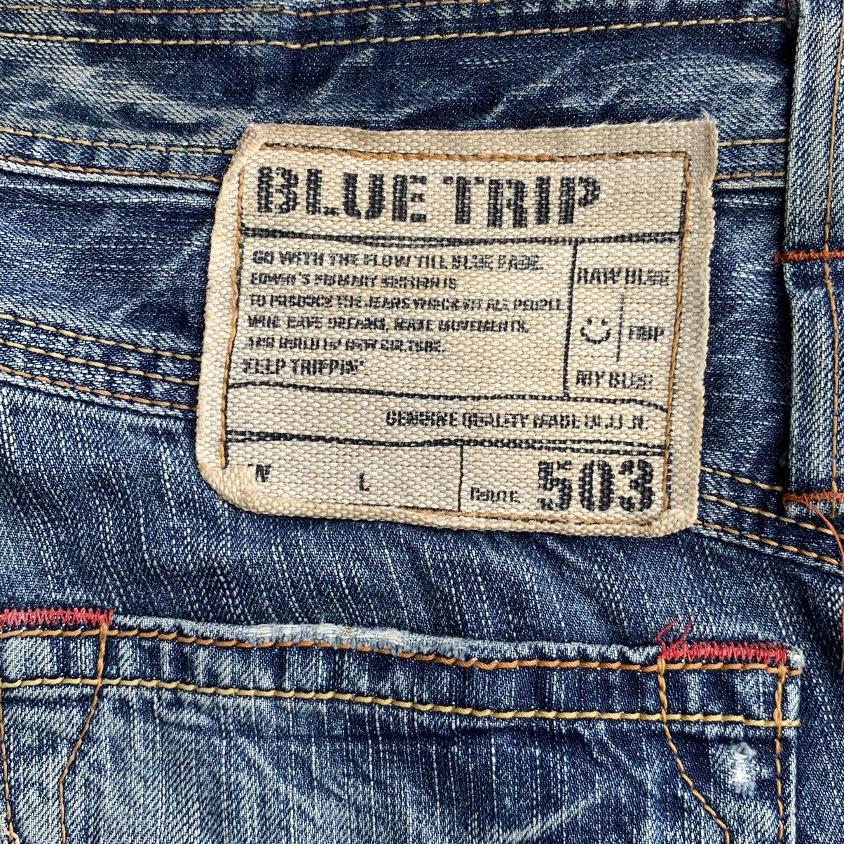 Japanese Brand Flare Vintage Edwin Blue Trip Distressed Denim W32 Size US 32 / EU 48 - 20 Thumbnail