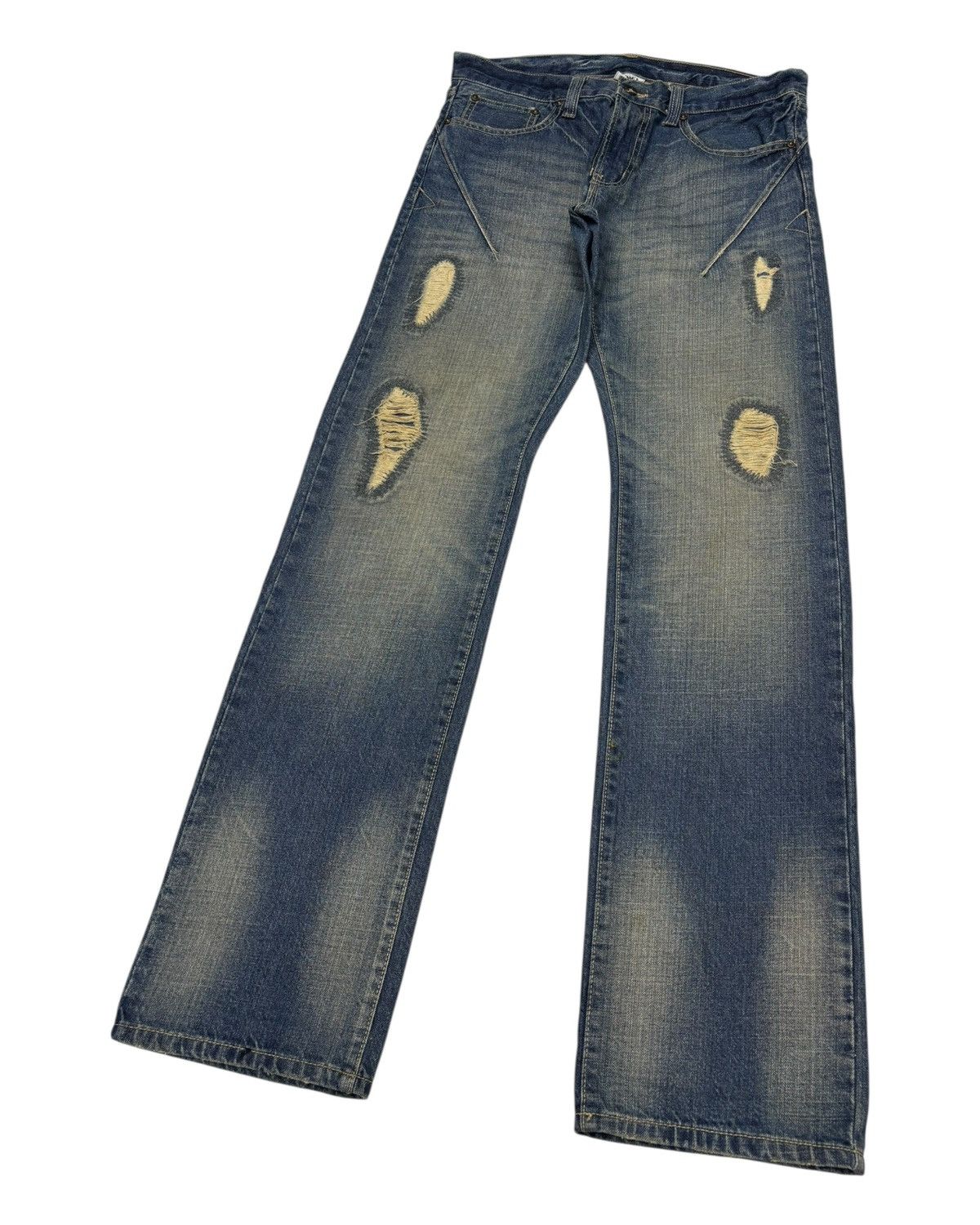 Isamu Katayama Backlash Vintage Free Gate Paisley Patchwork Distressed Denim Jean Size US 33 - 5 Thumbnail