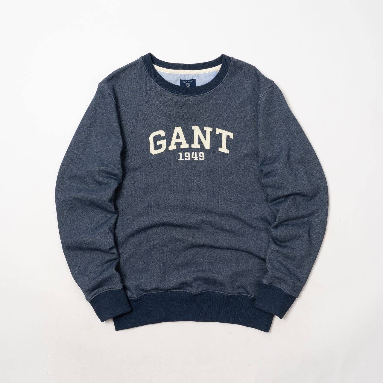 Gant 🔵 GANT Logo Blue Cotton Classic Crew Neck Sweatshirt Size US M / EU 48-50 / 2 - 9 Thumbnail