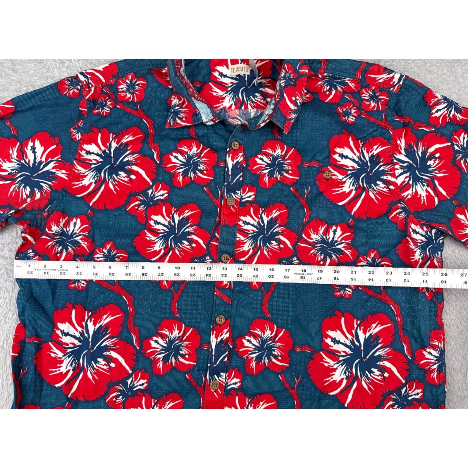 Vintage Te Aito Shirt Men 3XL Blue Floral Hibiscus Hawaiian Button-Up Cotton Shirt Adults 3XL Te Aito Men Hawaiian Shirt Blue Floral Short Sleeve Size US XXL / EU 58 / 5 - 6 Thumbnail
