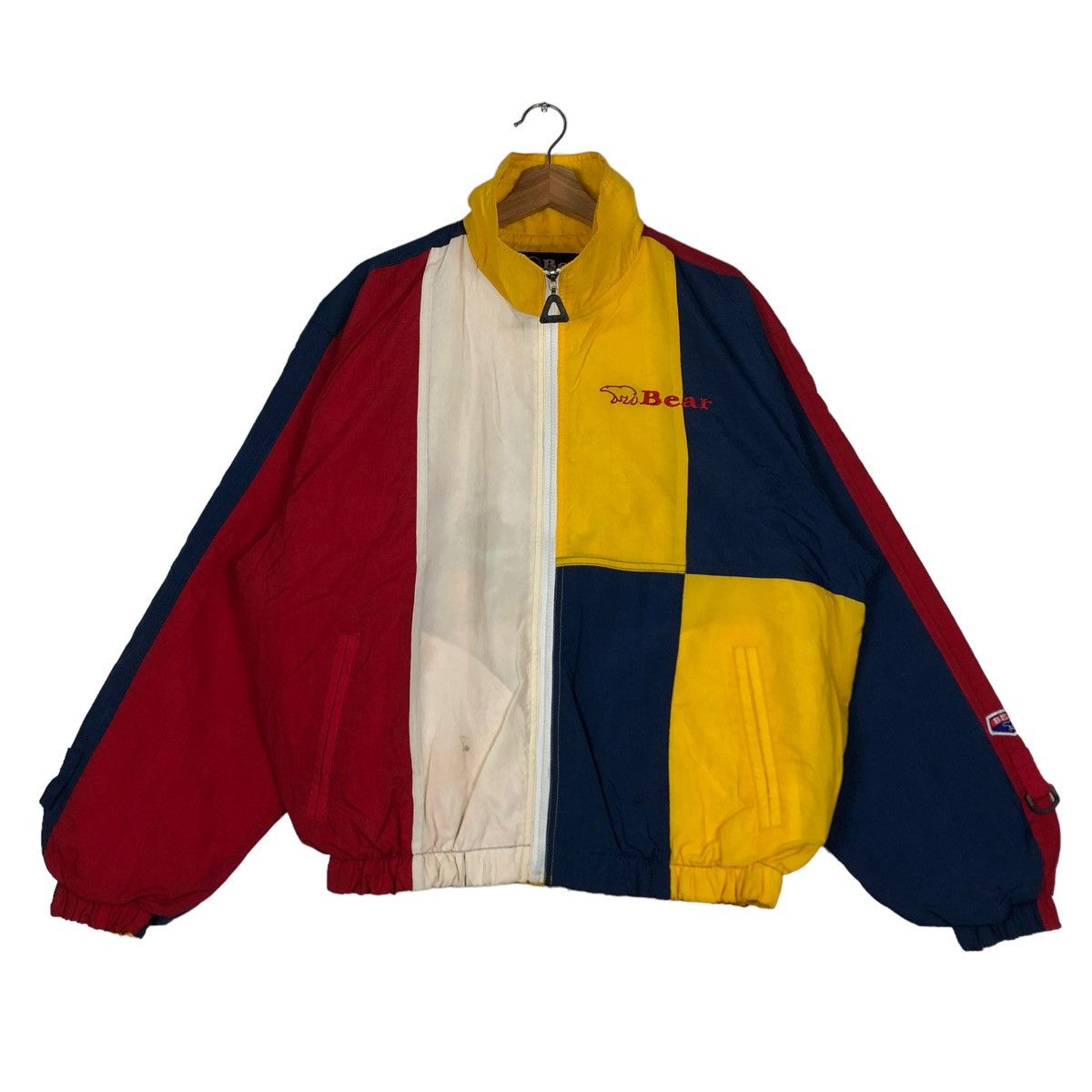 Japanese Brand 🔥VTG COLOUR BLOCK BOMBER JACKET BEAR BIG LOGO REVERSIBLE Size US XL / EU 56 / 4 - 1 Thumbnail