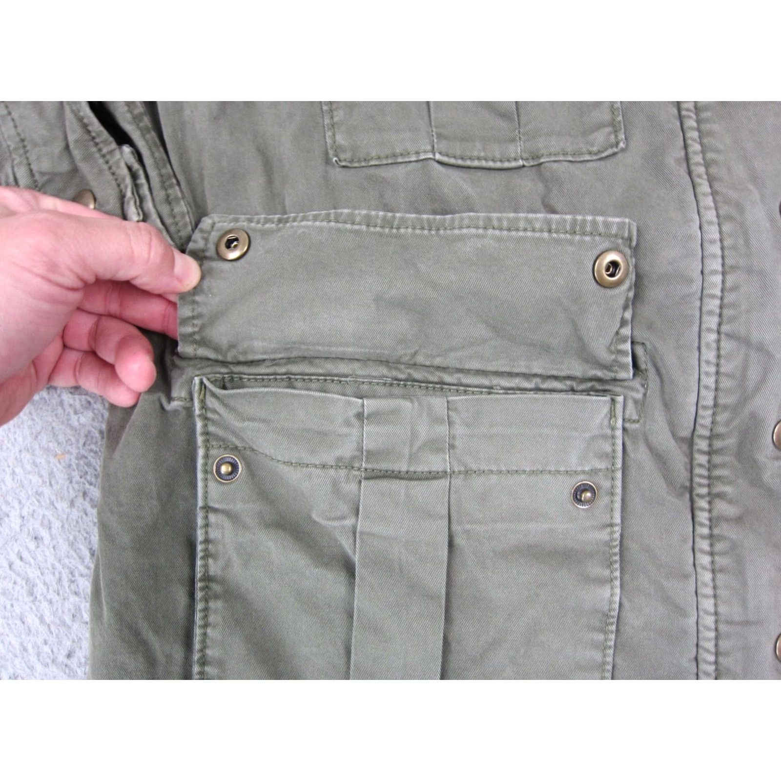 Gap GAP Jacket Womens Petite MP Green Utility Military Moto Canvas Field Size M / US 6-8 / IT 42-44 - 3 Thumbnail