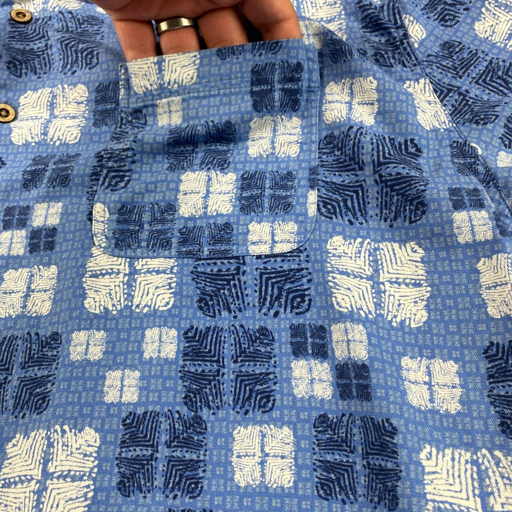Nat Nast Nat Nast Button-Up Shirt Mens 2XL Geometric Multicolor Silk Blend Short Sleeve Pocket Shirt Size US XXL / EU 58 / 5 - 4 Thumbnail