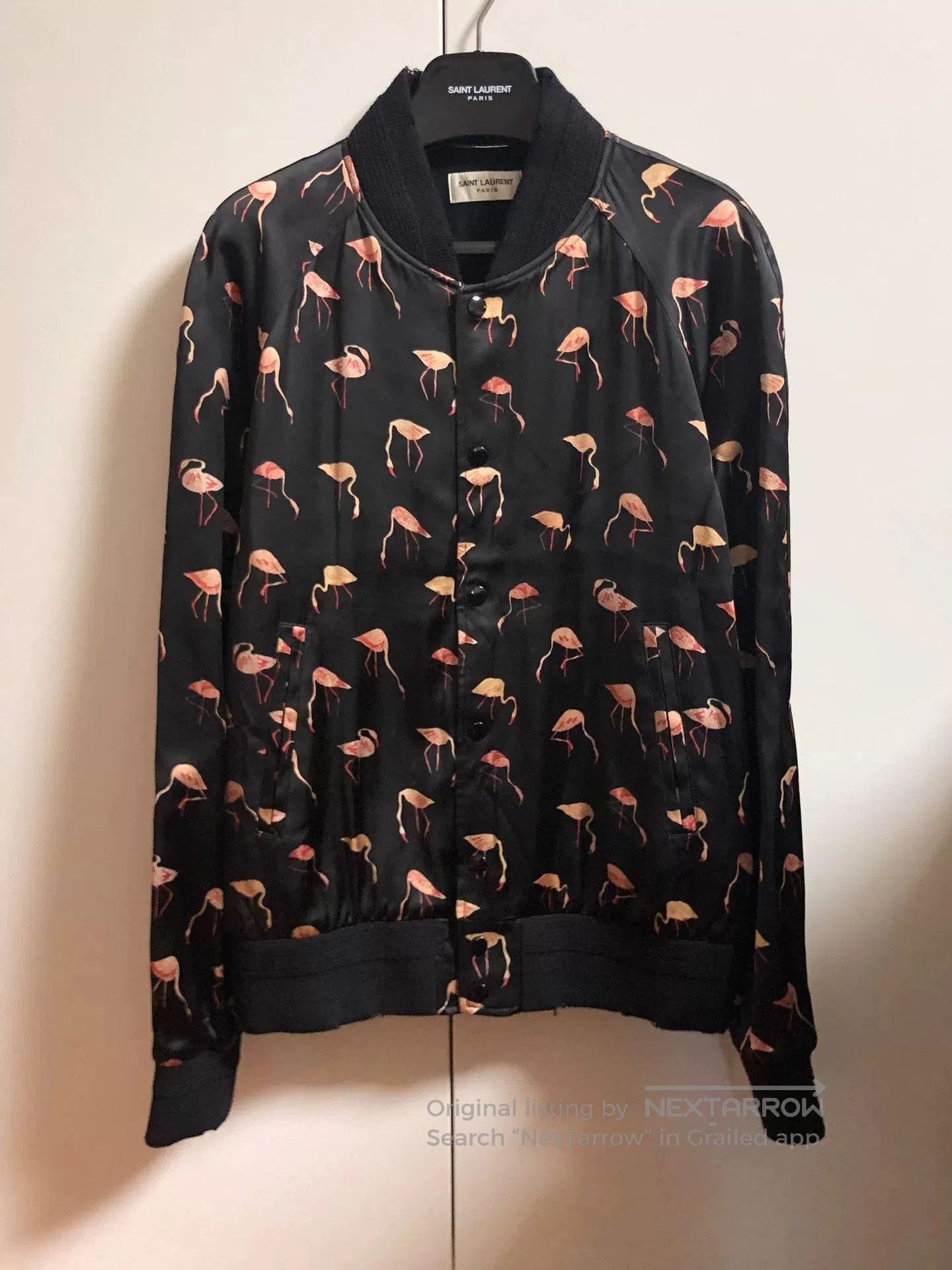 Saint Laurent Paris Saint Laurent Flamingo Print Silk Jacket. Size US L / EU 52-54 / 3 - 1 Thumbnail