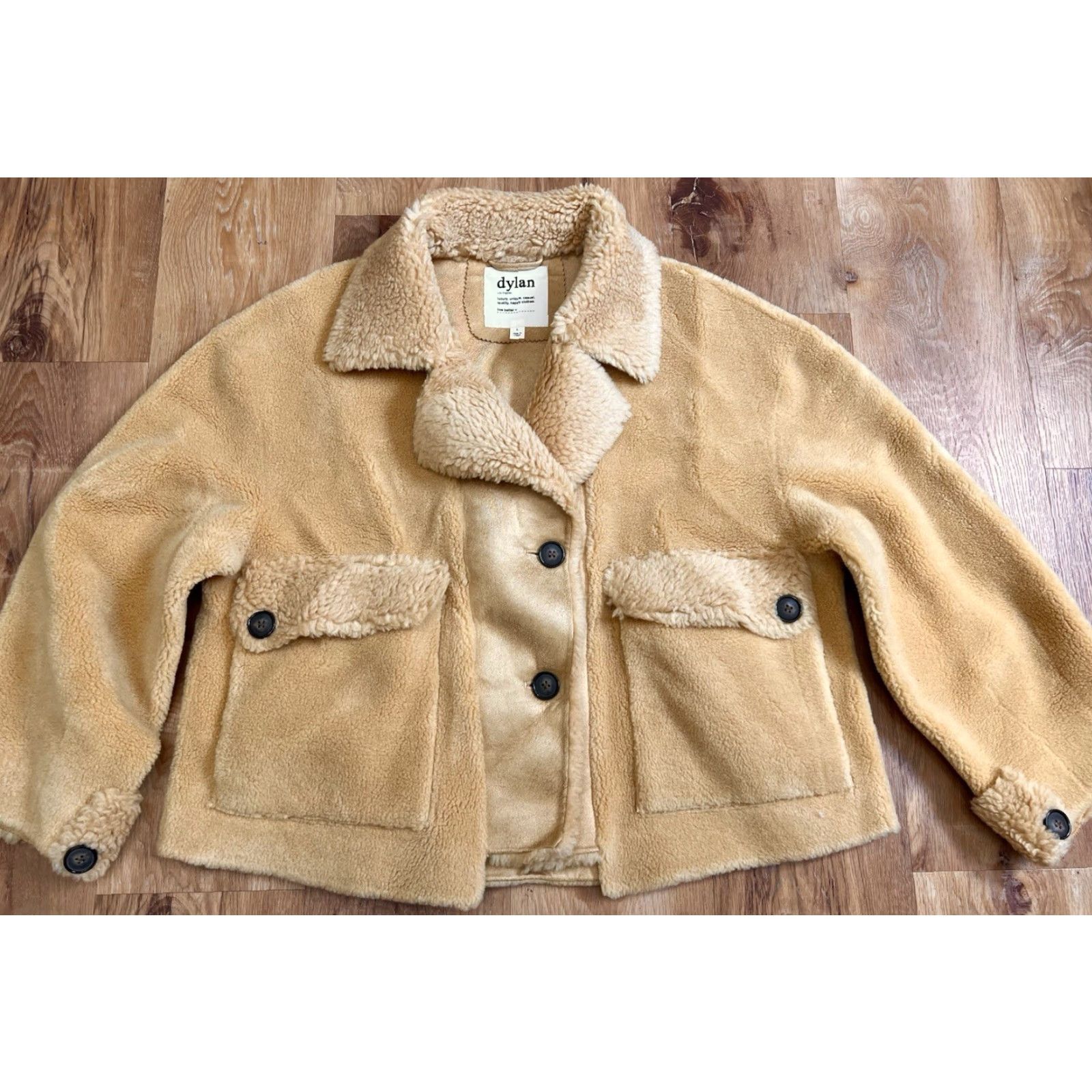 Vintage Dylan Coat Jacket Overcoat Women L Beige Polyester Faux Wool 26” 24” 20.5” Fall Winter Spring Vintage? No Size L / US 10 / IT 46 - 5 Thumbnail