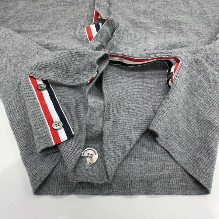 Thom Browne Thom Browne Gray V-Neck Wool Cardigan -2507 Size US L / EU 52-54 / 3 - 6 Thumbnail