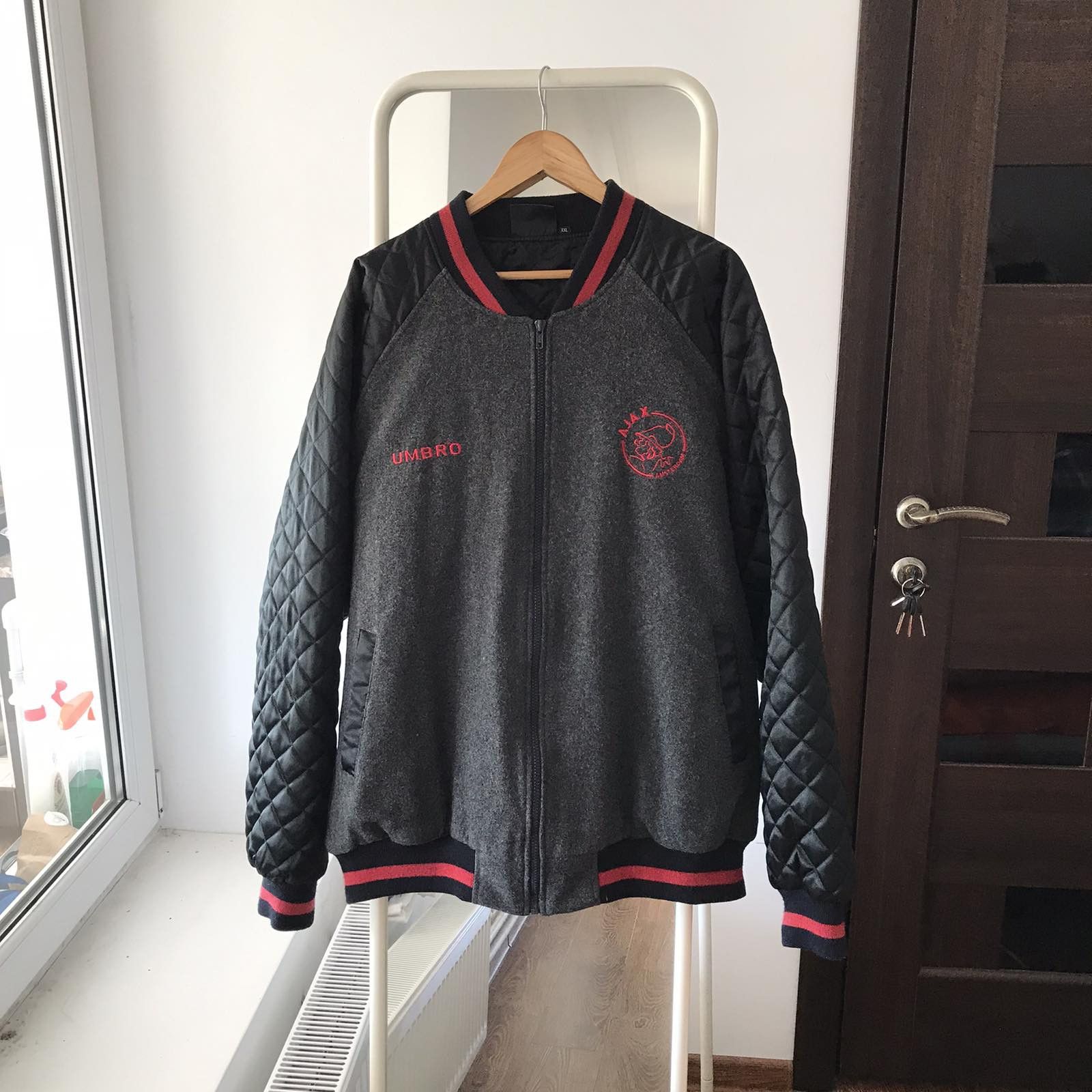 image of Soccer Jersey x Umbro Ajax Amsterdam Vintage Bomber Umbro Jacket 90's in Black, Men's (Size 2XL)