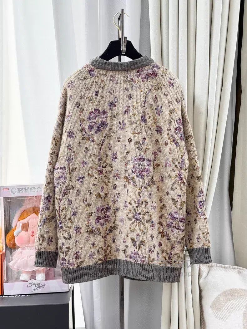 Chanel Chanel Vintage khaki floral long-sleeved knitted cardigan Size XXS / US 00 / IT 34 - 3 Thumbnail