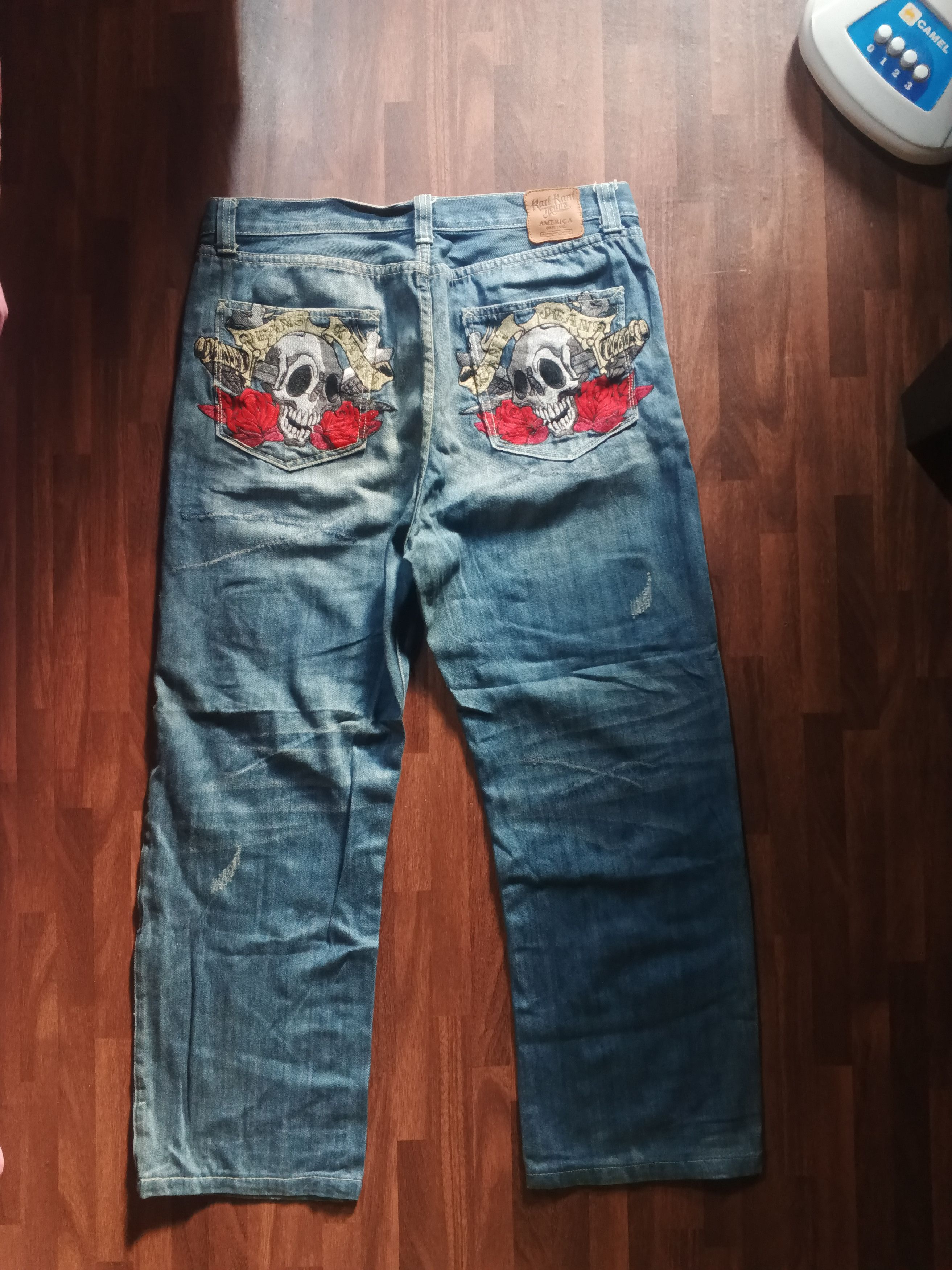 Karl Kani × Vintage Karl Kani Vintage Embroidery Skull Jeans Size US 36 / EU 52 - 1 Thumbnail
