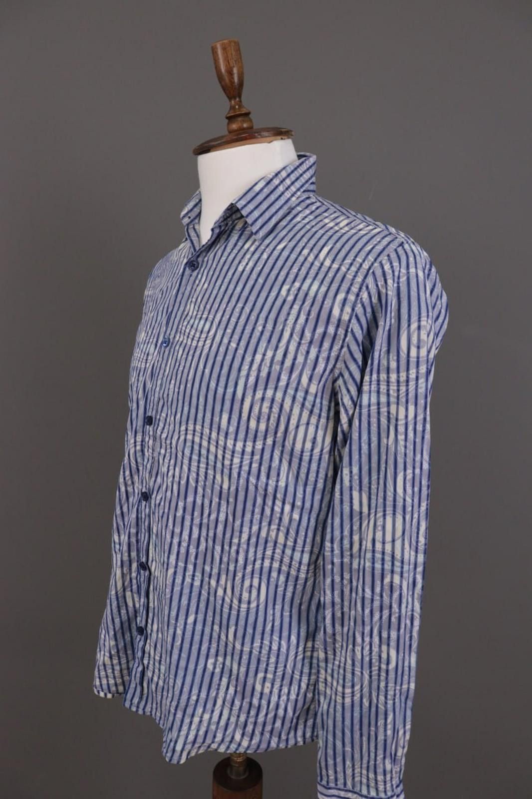 Desigual Desigual Regular Blue Striped Jasquard Shirt Size L Size US L / EU 52-54 / 3 - 6 Thumbnail