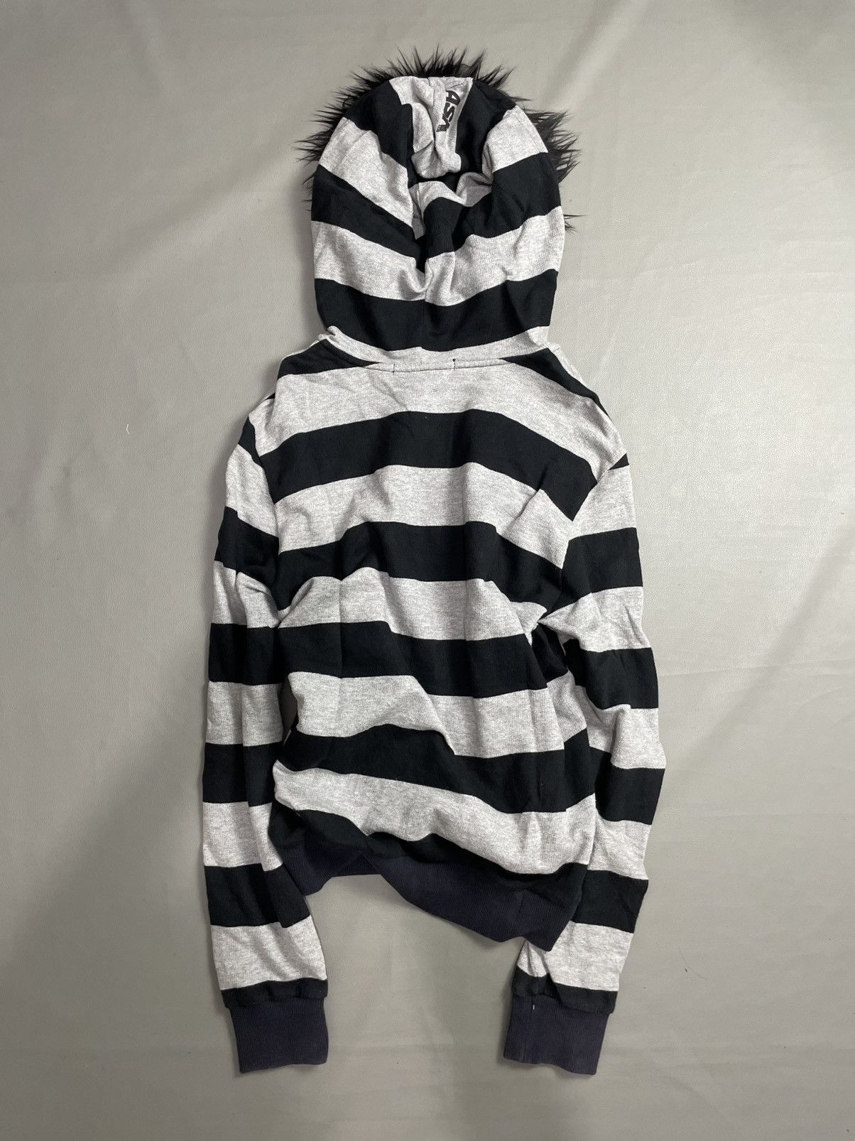 Japanese Brand Ask Prison Stripe Fur Hoodie Size US L / EU 52-54 / 3 - 3 Thumbnail