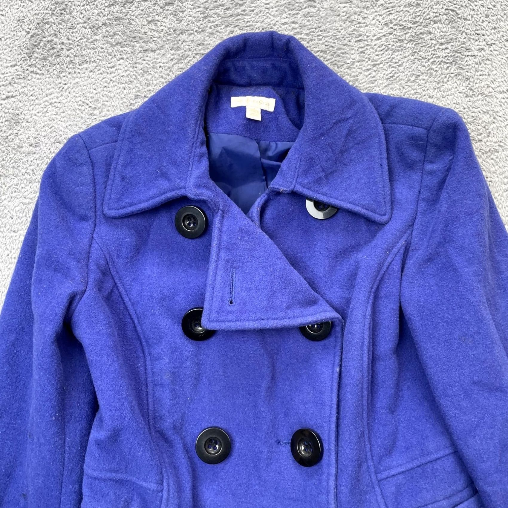 Charter Club Charter Club Coat Womens 4 Blue Pea Coat Wool Blend Double Breasted Lined Wool Solid Button Pocket Size S / US 4 / IT 40 - 4 Thumbnail