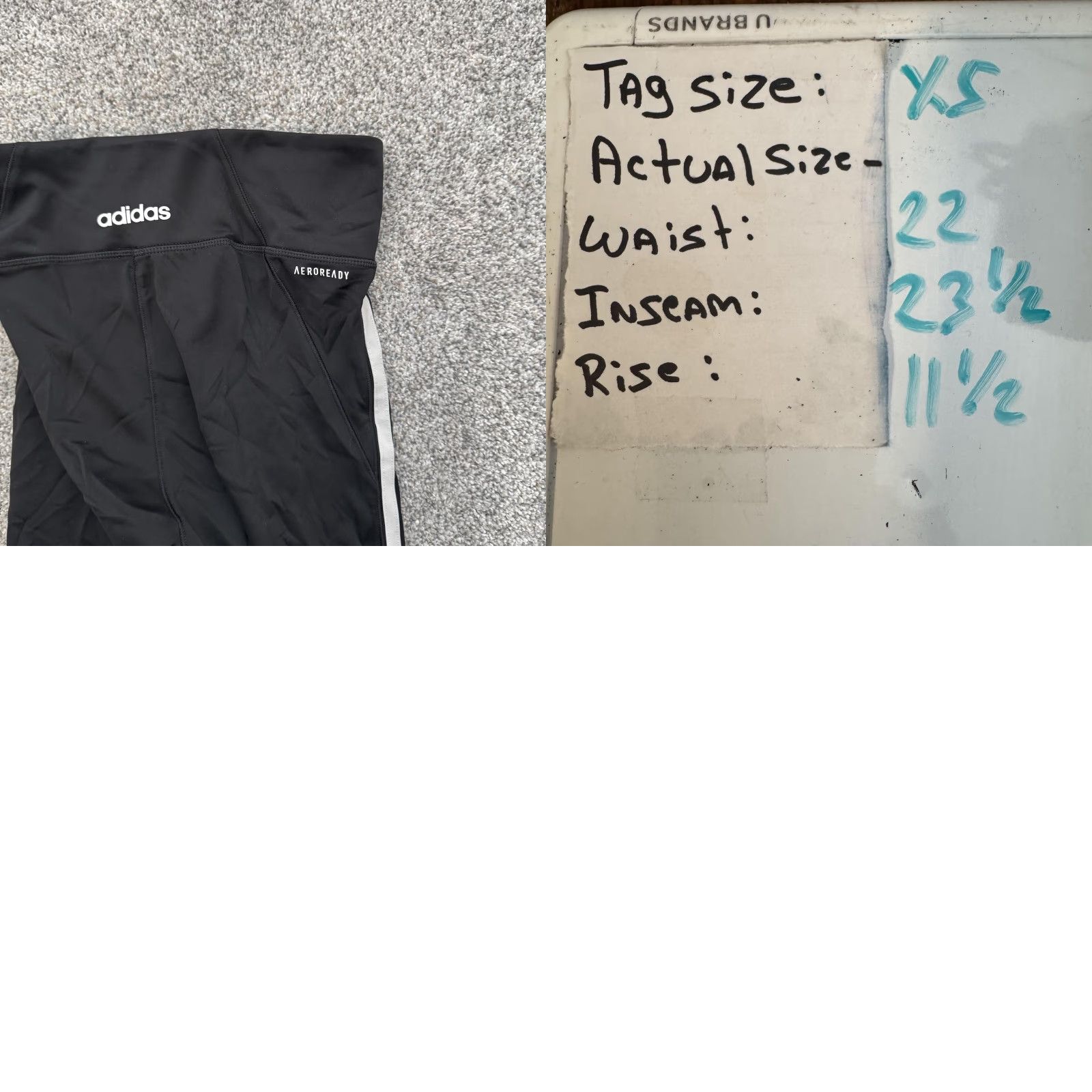 Adidas Adidas AEROREADY Leggings Womens XS Black Striped High Rise Yoga Athletic Size 26" / US 2 / IT 38 - 9 Thumbnail