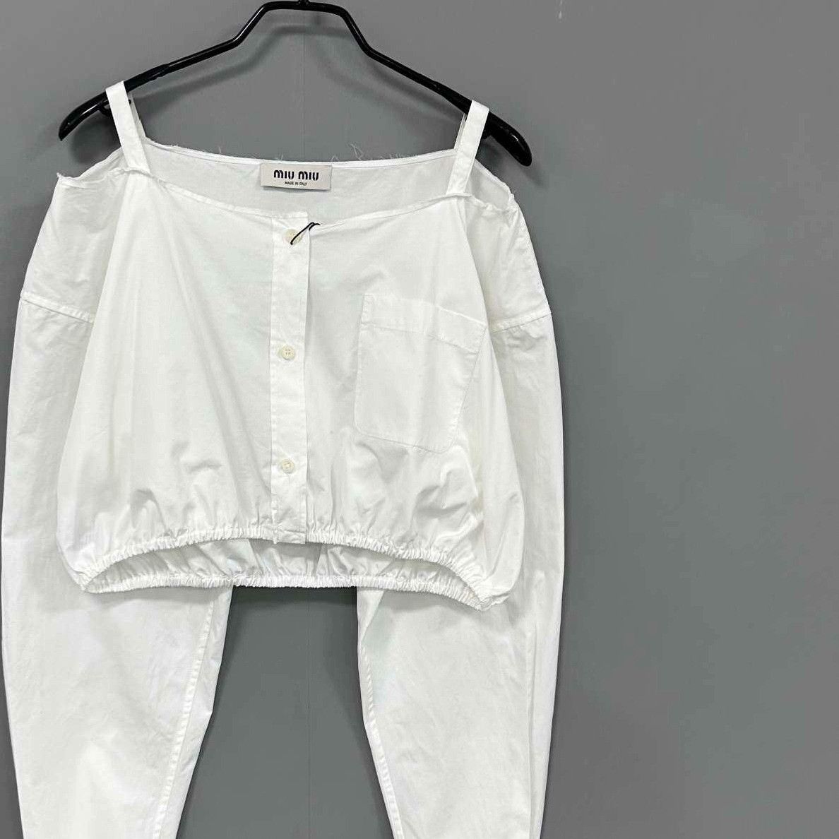 Miu Miu Miu Miu Cropped White Tank Top S Women Size S / US 4 / IT 40 - 1 Thumbnail