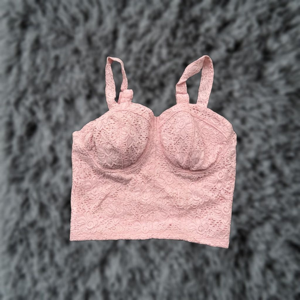 Vintage Coquette Bustier Crop Top Womens Medium Lace Y2K Look Romantic Feminine Dainty Size M / US 6-8 / IT 42-44 - 1 Thumbnail