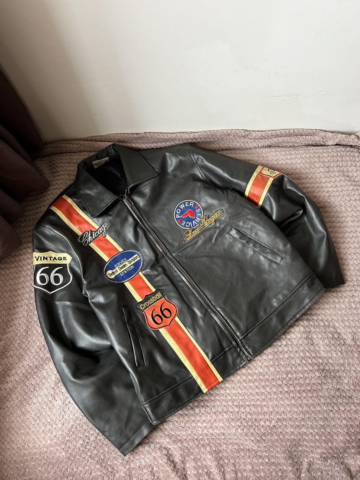 Route 66 × Vintage Vintage moto racing leather jacket route 66 patch Harley 90s Size US L / EU 52-54 / 3 - 3 Thumbnail