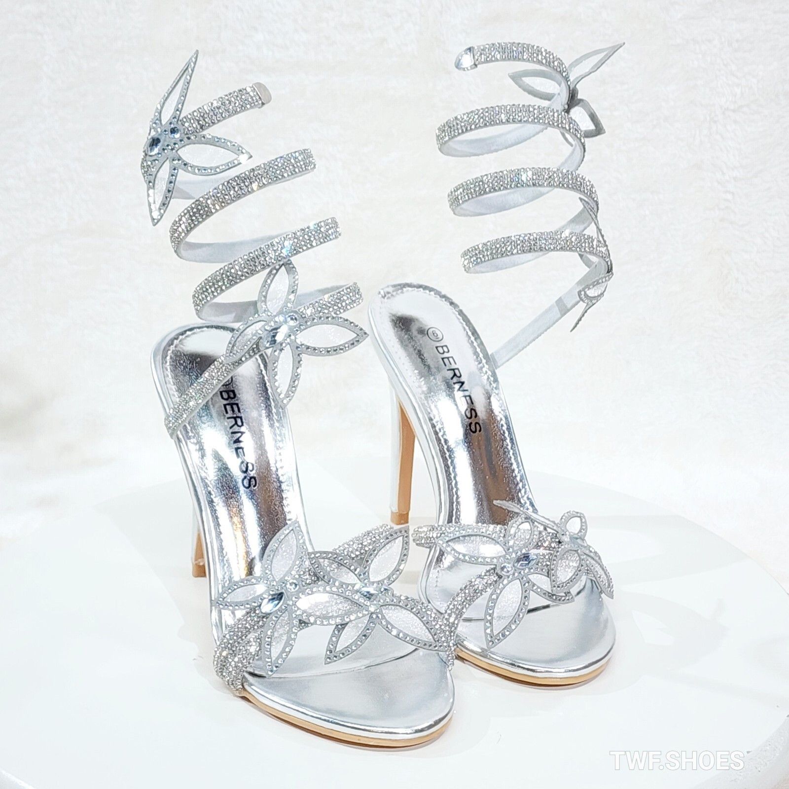 Other Fly Girl 2 Silver Upper Rhinestone Butterfly Wrap Strap 4" S Size US 8 / IT 38 - 7 Thumbnail