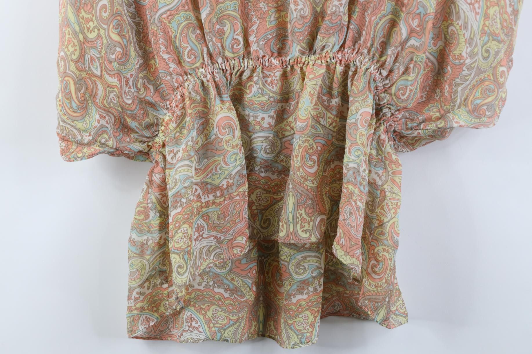 Vintage Vintage 90s Y2K Wintersilks Babydoll Silk Rainbow Shirt Size S / US 4 / IT 40 - 12 Thumbnail