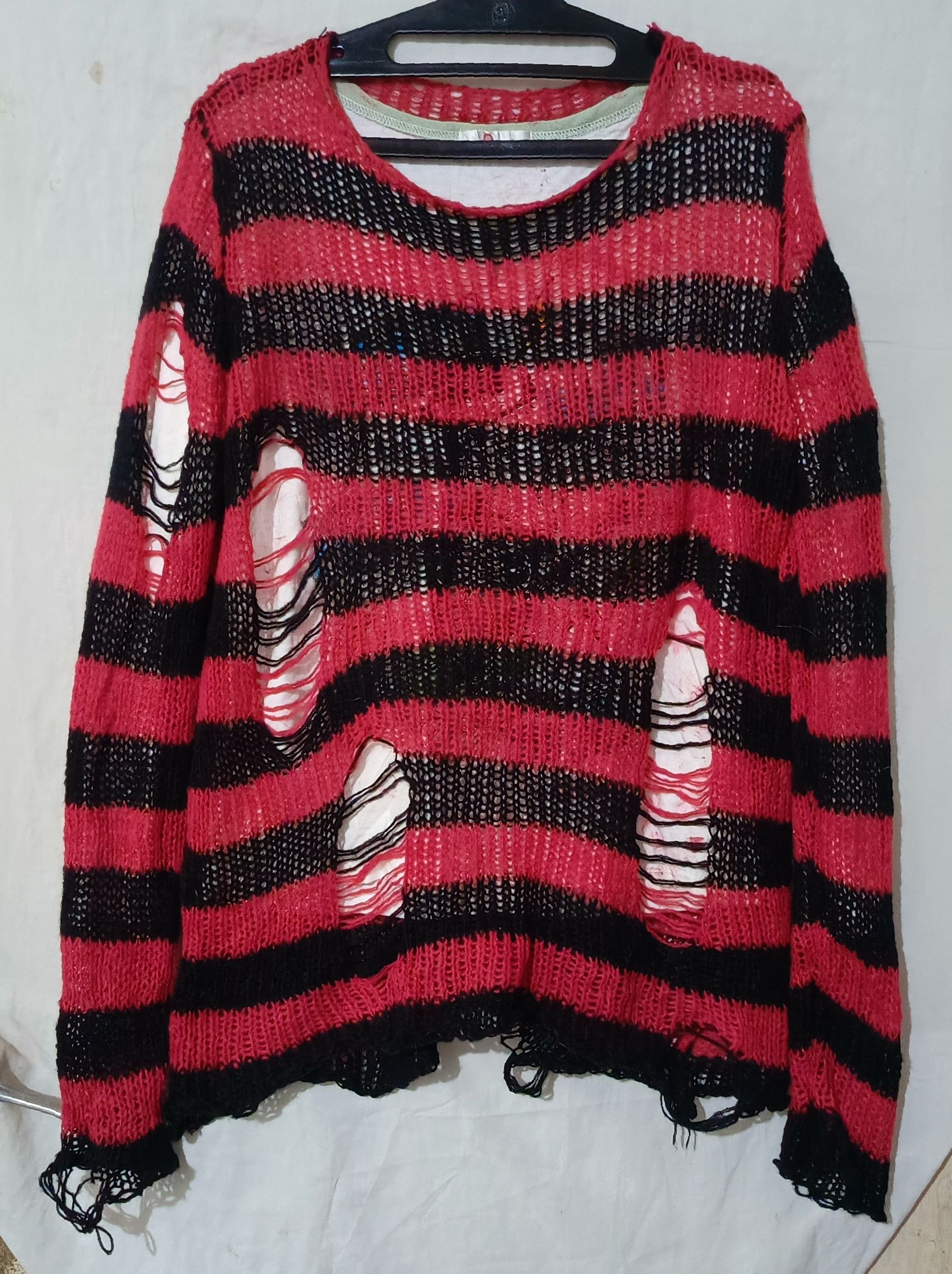 Pre-owned 14th Addiction X If Six Was Nine Number Nine Striped Kurt Cobain Distressed Knit Mohairstyle (size Large)