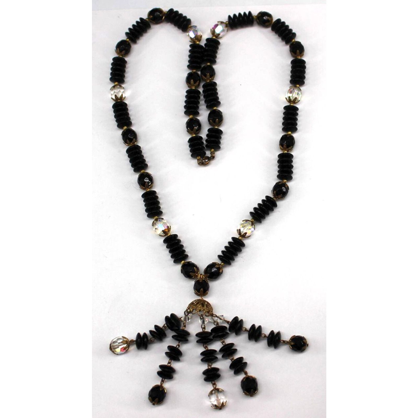 Other Vintage Black Onyx 25" Statement Necklace Faceted Bead Size ONE SIZE - 2 Thumbnail
