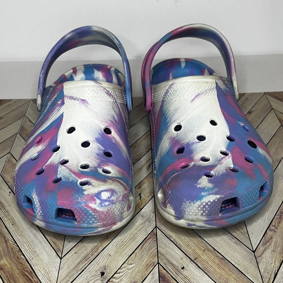 Crocs Crocs Classic Marbled Slingback Clog White/Purple Girls 3 Size US 5.5 / IT 35.5 - 5 Thumbnail