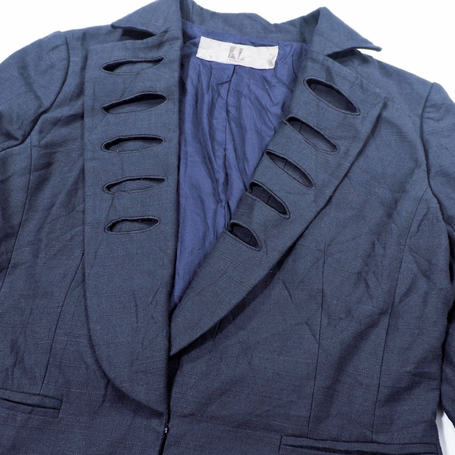 Karl Lagerfeld KARL LAGERFELD NOTCHED LAPEL DECORATIVE CUTOUTS BLAZER Size XS / US 0-2 / IT 36-38 - 8 Thumbnail