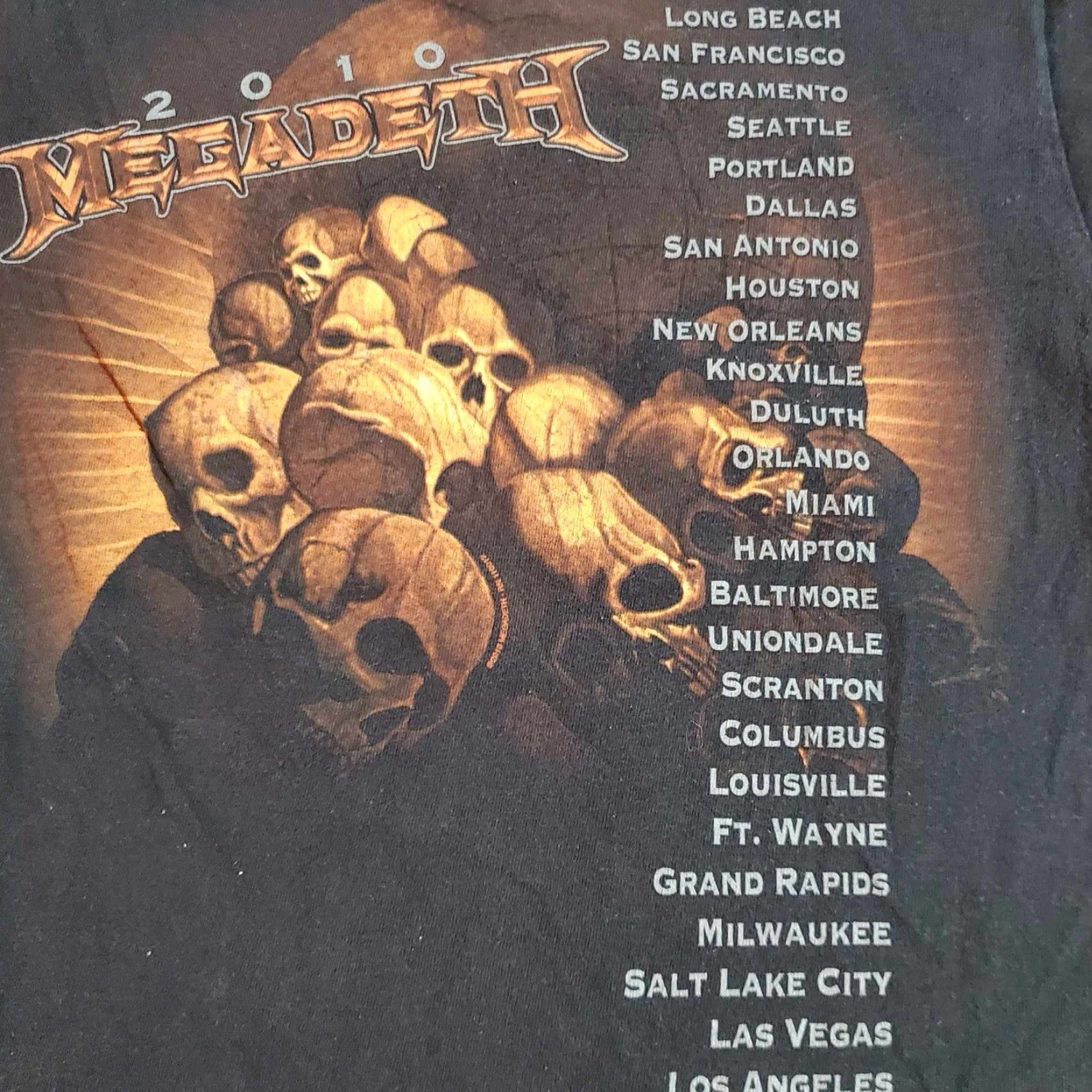 Anvil VINTAGE Megadeth Tour T Shirt 2010 20th Anniversary Small S Black Cotton Anvil Graphic Print Short Sleeve Unisex Adults Mens Womens Girls Boys Size US S / EU 44-46 / 1 - 3 Thumbnail