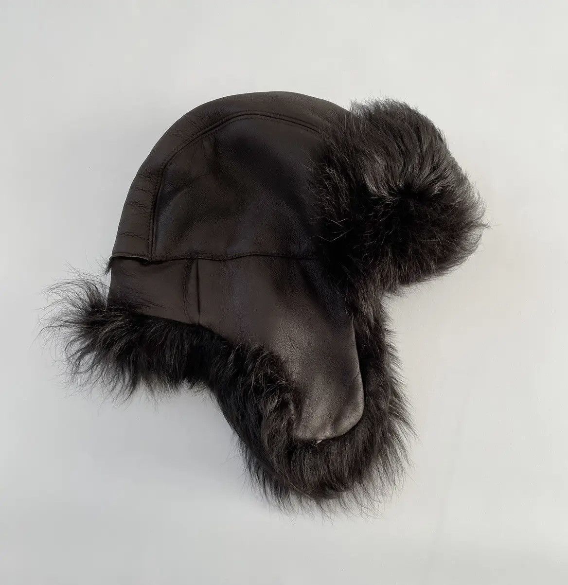 Prada × Streetwear × Vintage PRADA FW04 Leather Fur Black Hat Vintage ...