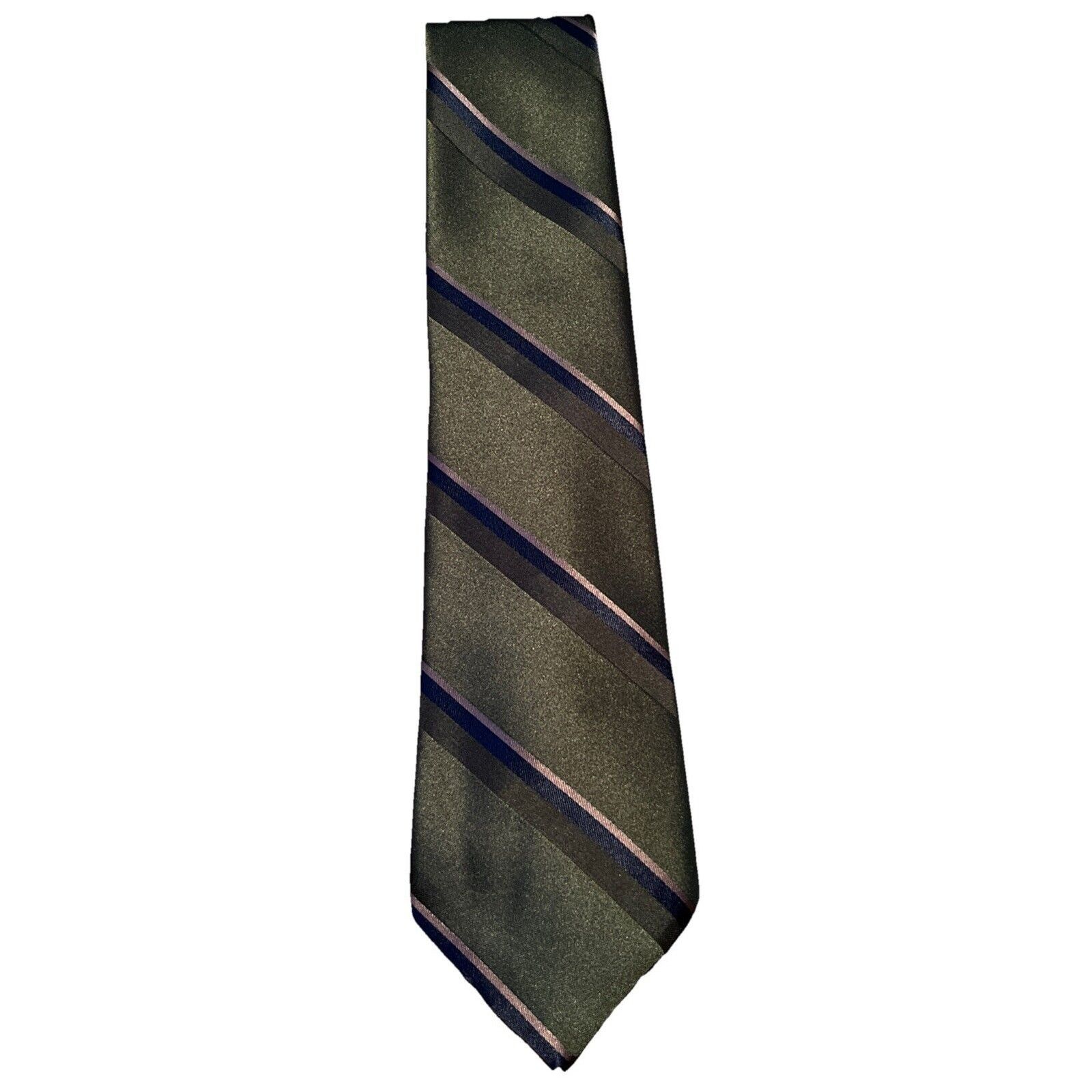Other Leatherback Satins Wembley Tie Silk Green Striped Necktie Size ONE SIZE - 1 Thumbnail