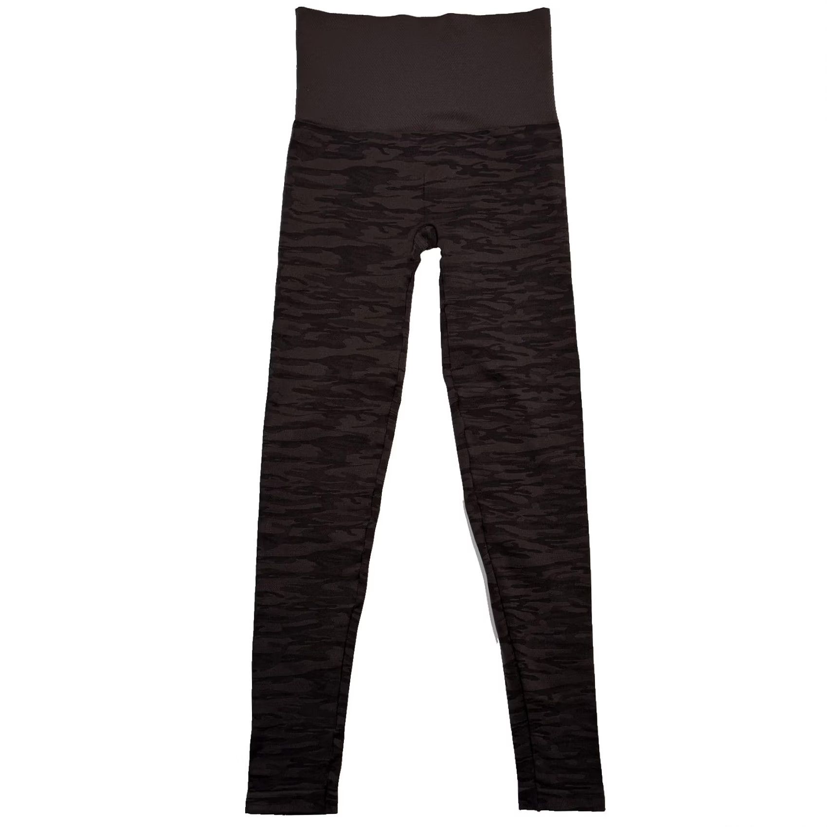Spanx Assets by Spanx Leggings Women's Small Black Camouflage High Rise Ankle Shaping Knit Nyl Spandex Elastic Waist Trouser? Size 28" / US 6 / IT 42 - 2 Thumbnail