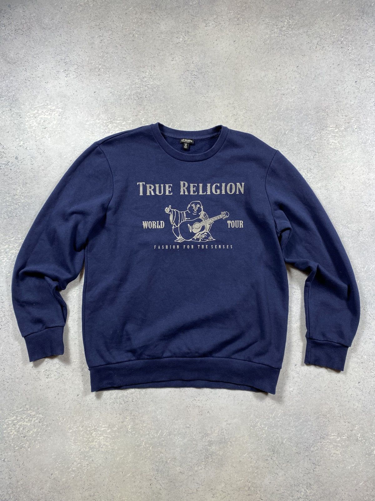 True Religion Mens True Religion Blue Sweatshirt Size Medium With Big Logo Size US M / EU 48-50 / 2 - 1 Thumbnail