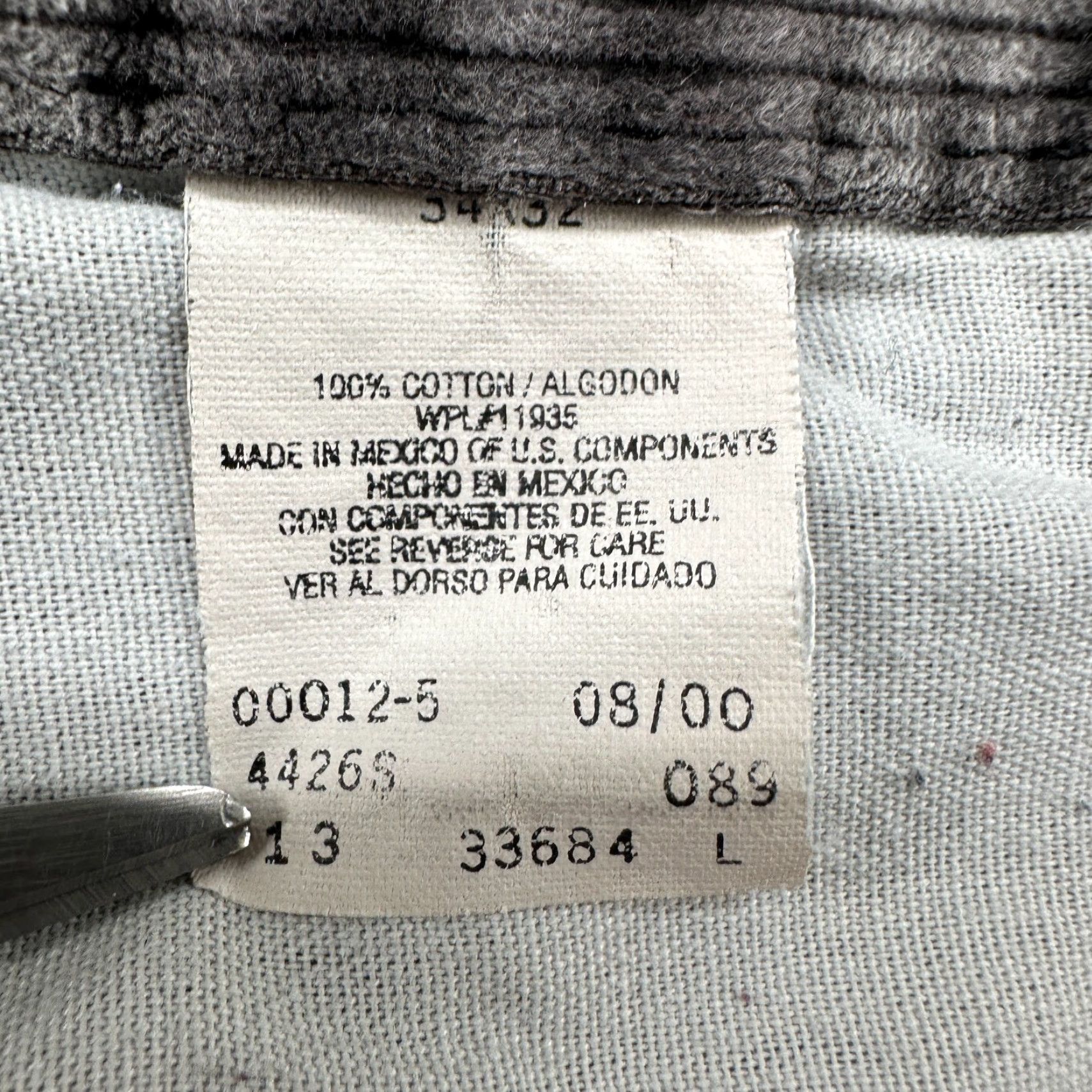 Vintage VINTAGE Badge Pants Mens 34x32 Gray Corduroy Cargo Straight 90s Grunge Baggy Carpenter Flat Front Inseam 32 Mens Size US 34 / EU 50 - 5 Thumbnail
