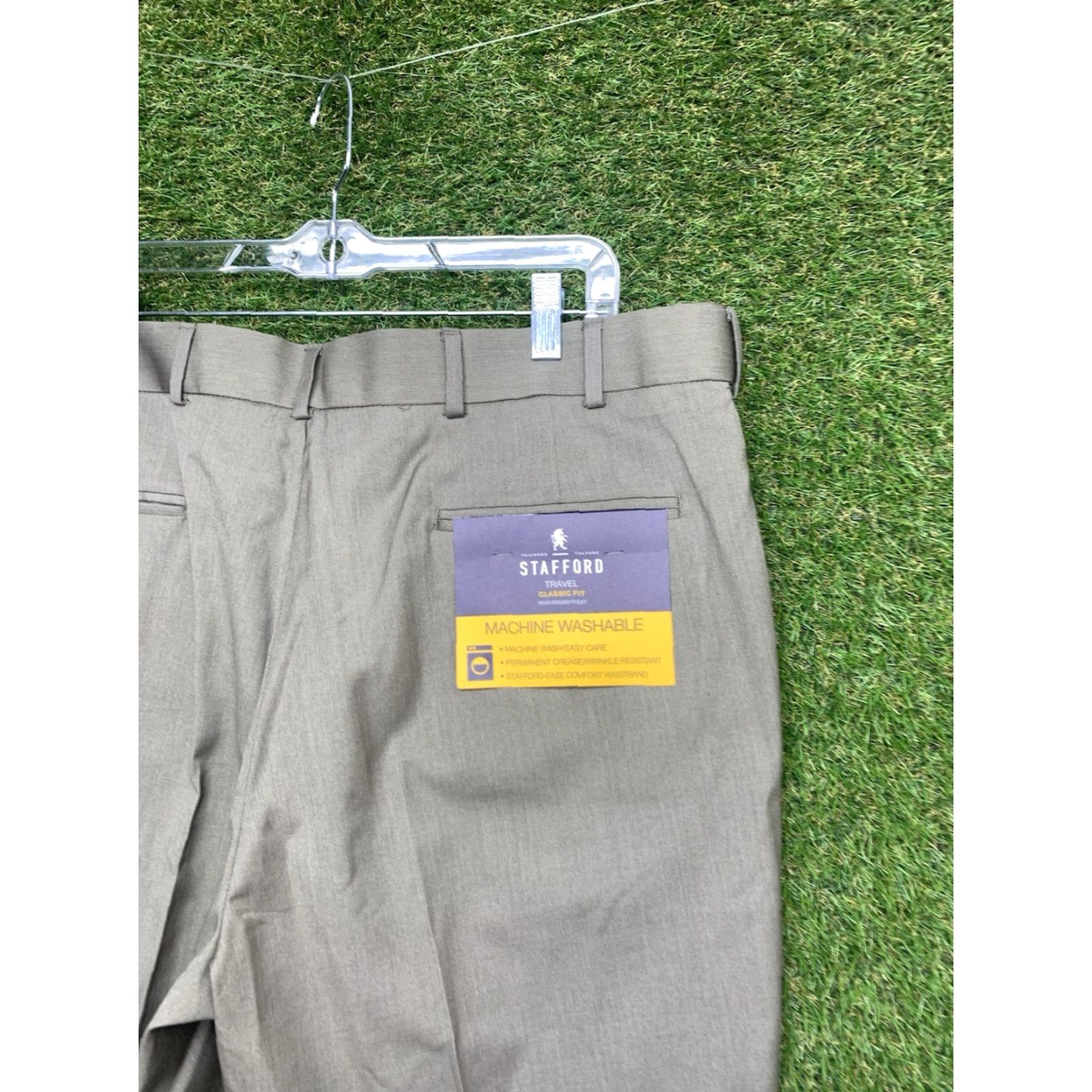 Stafford Stafford Mens Travel Pants 40x30 Khaki Classic Fit NWT Cuffed Pleated Pocket Taupe Khakis Vintage? No Mens Size US 40 / EU 56 - 4 Thumbnail