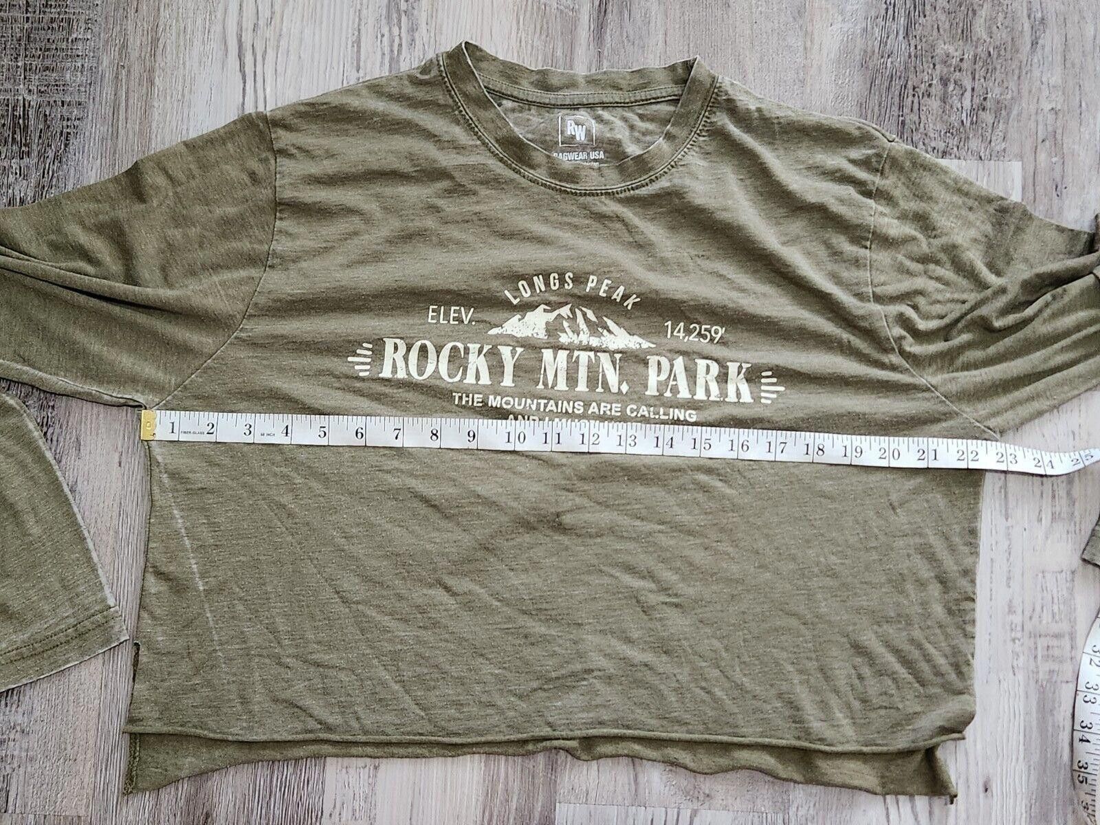 Designer Ragwear Usa Crop Top Shirt XL Green Rocky Mountain Park Size XL / US 12-14 / IT 48-50 - 5 Thumbnail