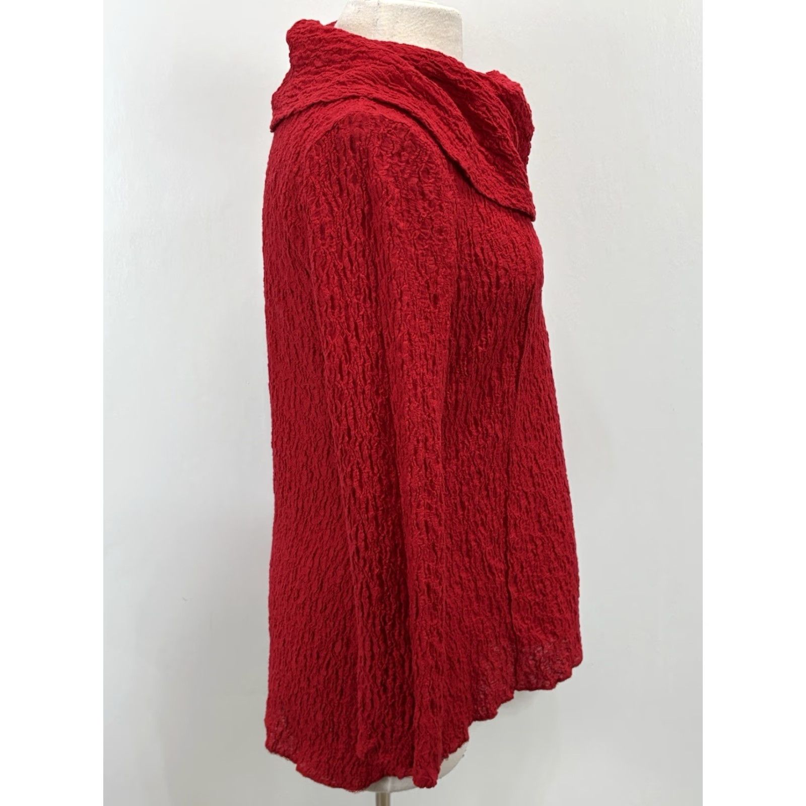 Vintage VINTAGE Ali Miles Tunic Shirt Women Small Red Cowl Neck Crinkle Lagenlook Artsy - Cotton Blend Pullover Long Sleeve Size Small Mens? Wait. Size S / US 4 / IT 40 - 4 Thumbnail