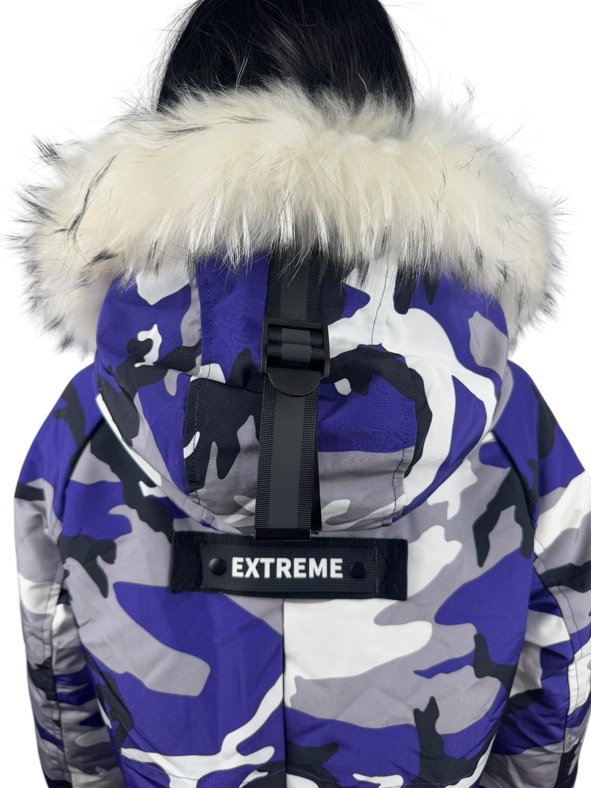 Designer Bosideng Camouflage Extreme Cold Down Parka Fur Trim Hooded Size S / US 4 / IT 40 - 10 Thumbnail