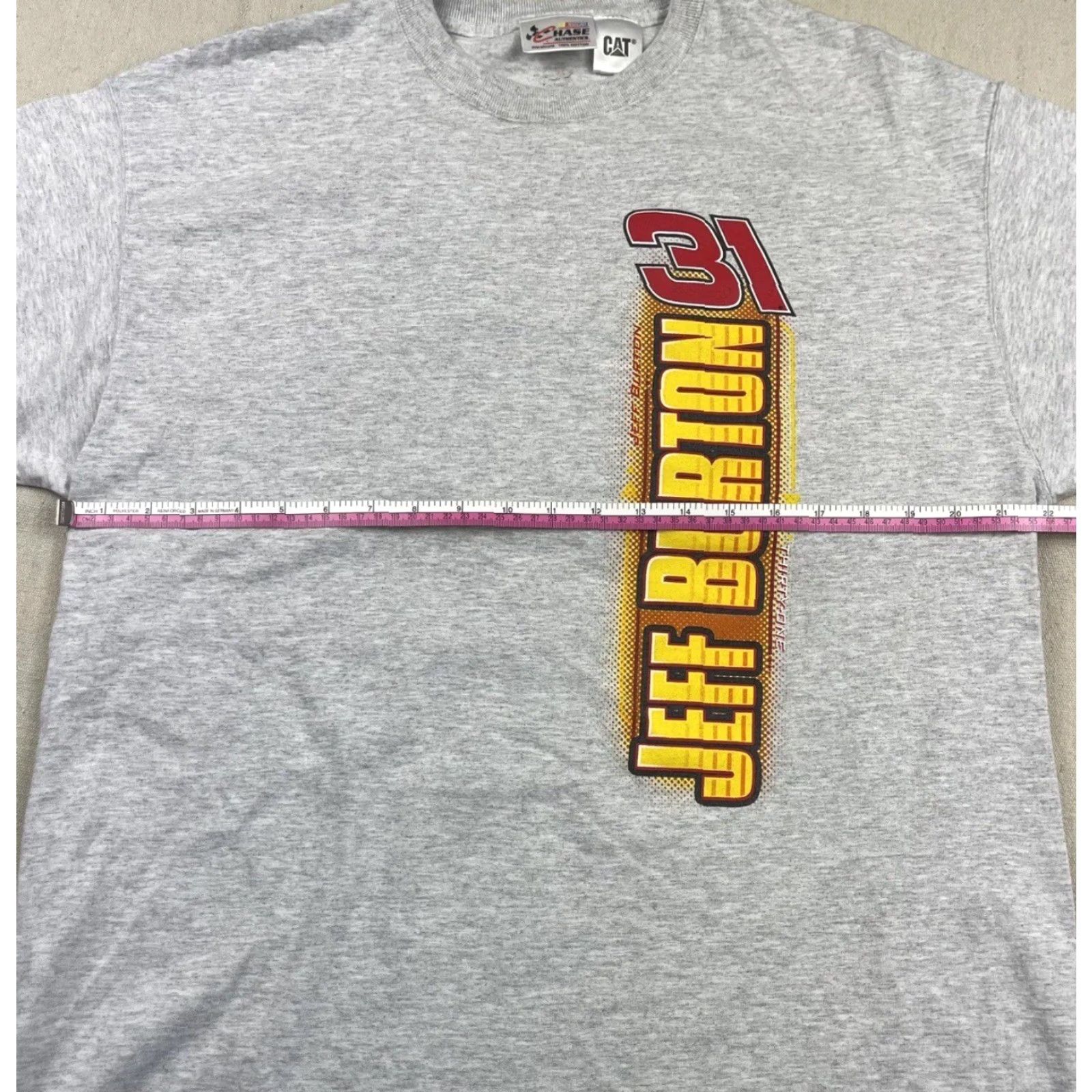 Vintage VINTAGE CAT NASCAR T-Shirt Gray Crew Neck Short Sleeve 90s Jeff Burton Racing Sz L Men Shirt/Cotton Logo Double-Sided Size US L / EU 52-54 / 3 - 5 Thumbnail