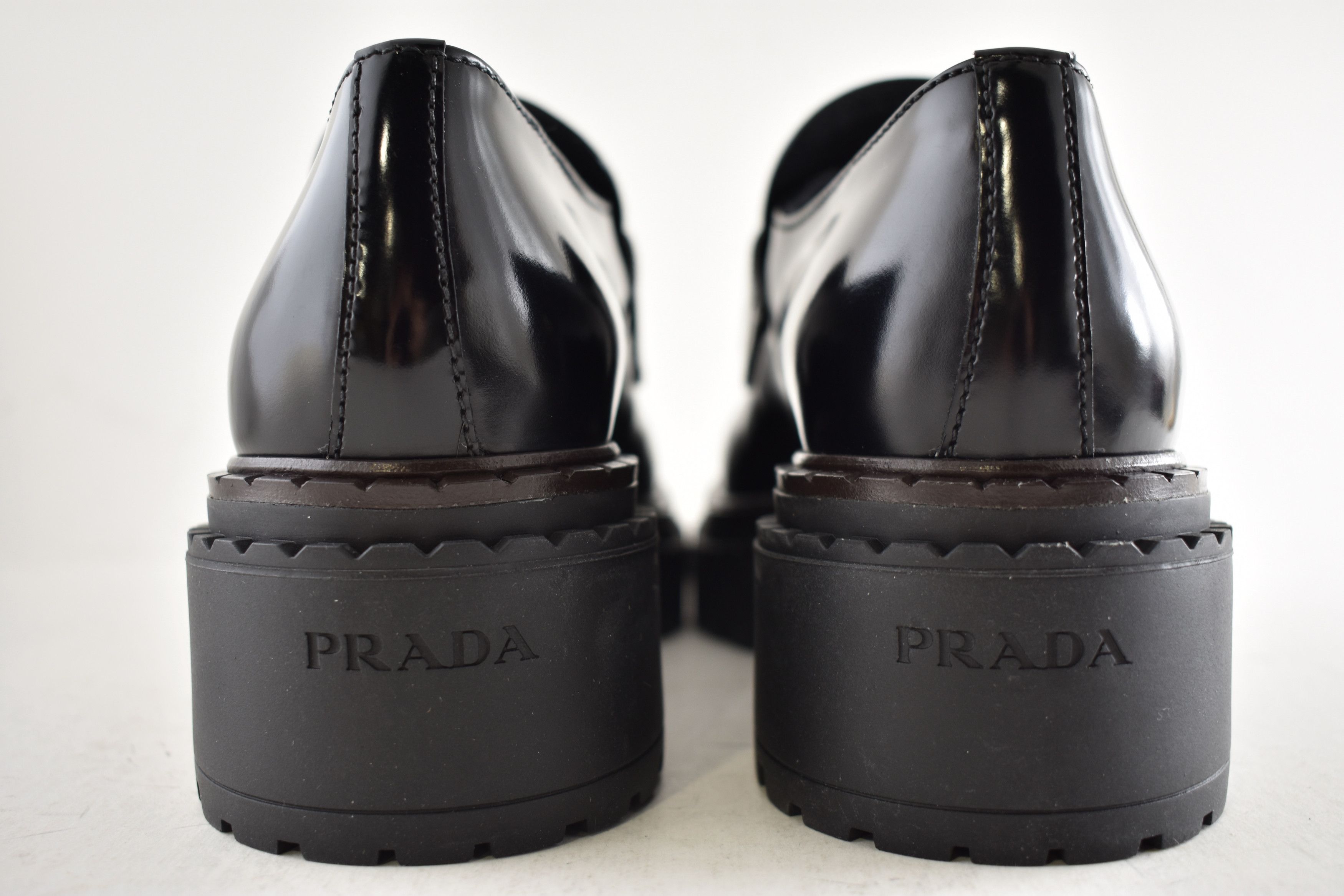 Prada Double Chocolate Leather Platform Loafer Creeper Flat 38.5 Size US 8.5 / IT 38.5 - 12 Thumbnail