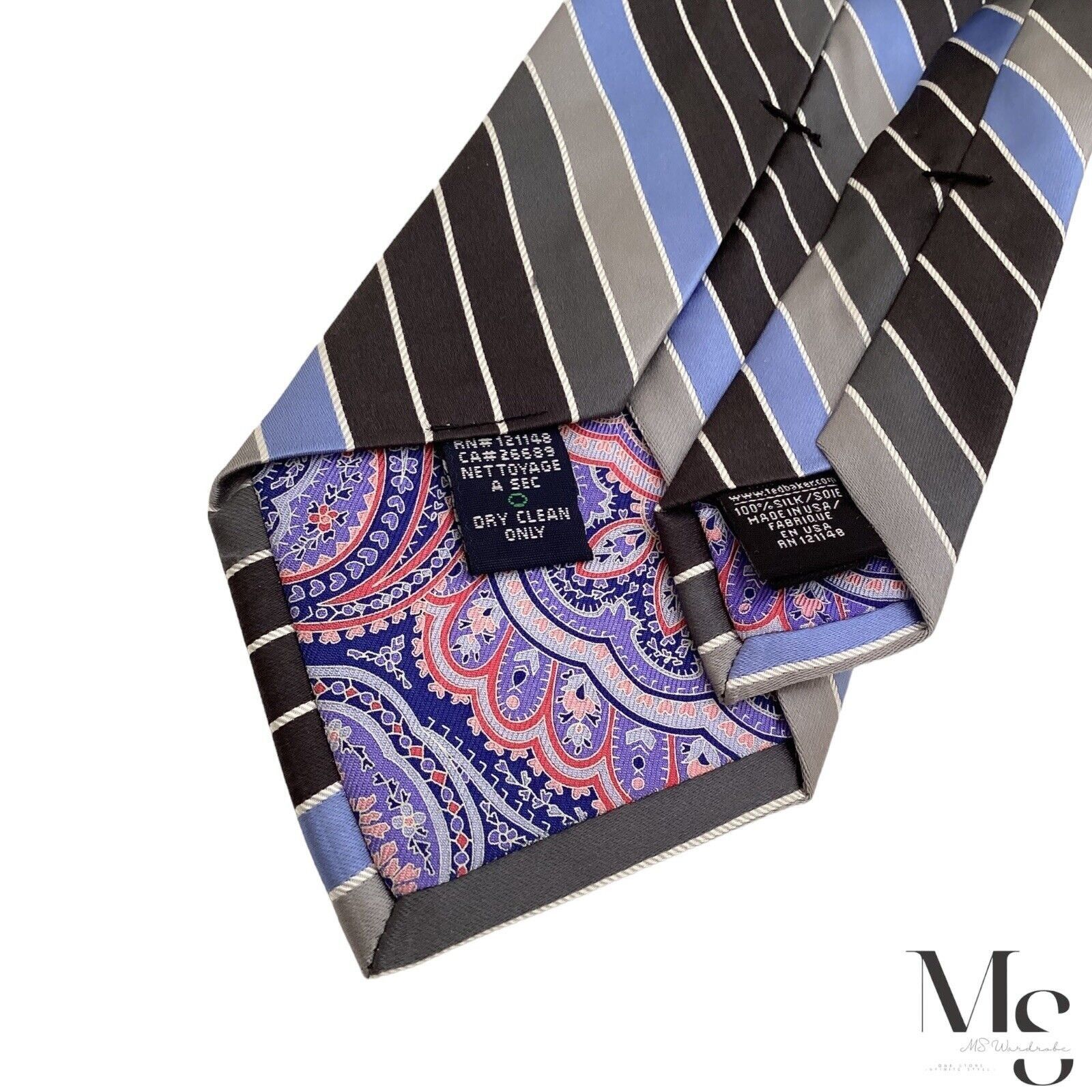 Ted Baker TED BAKER Brown Striped Silk Tie Made In USA W: 3.4" EX COND Size ONE SIZE - 3 Thumbnail