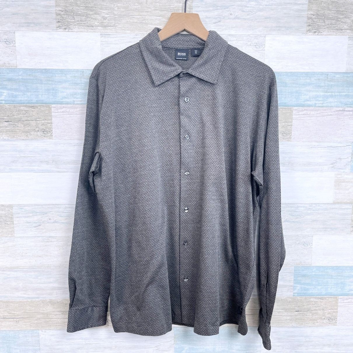 Hugo Boss Hugo Boss Luxury Jersey Stretch Button Shirt Brown Mens XL Size US XL / EU 56 / 4 - 1 Thumbnail