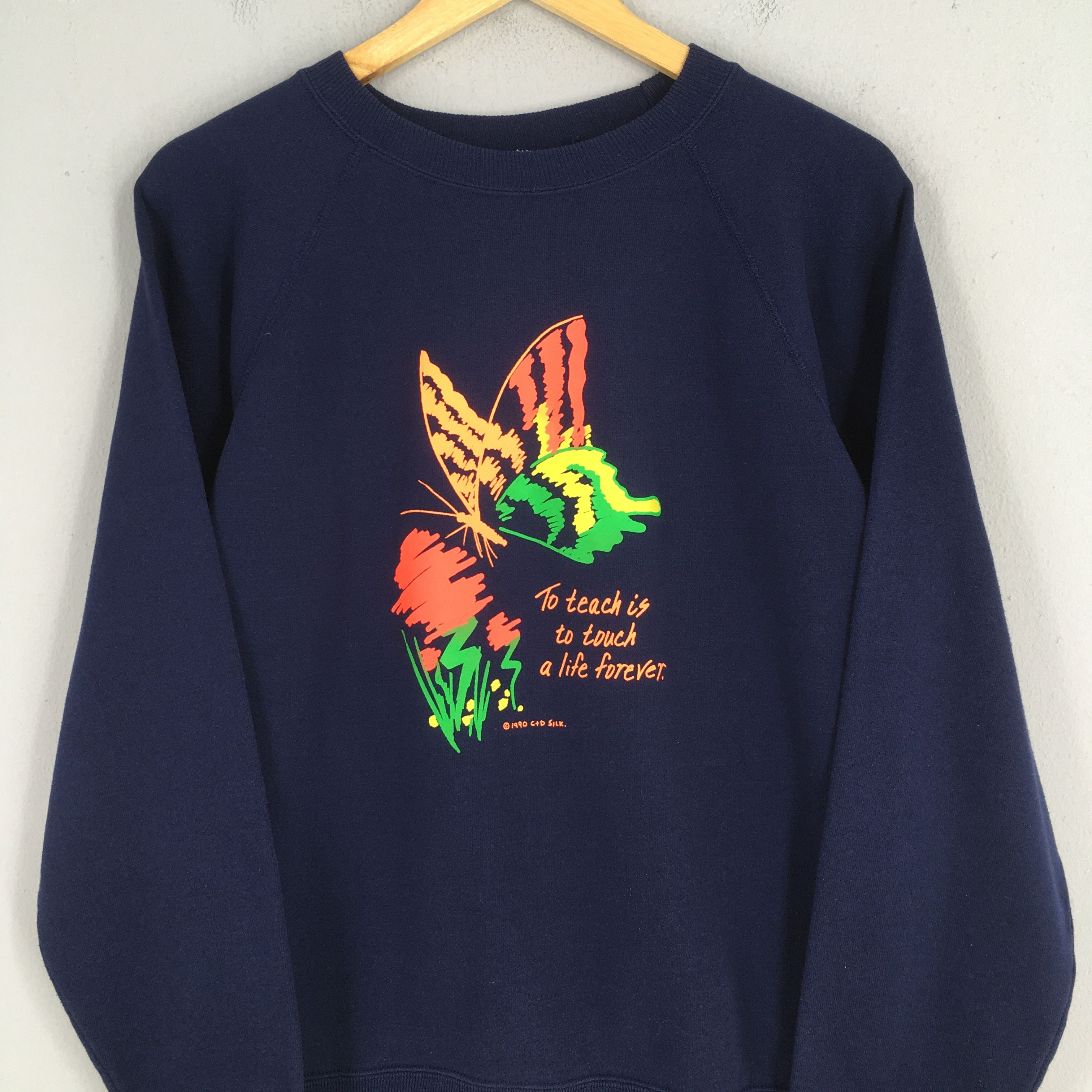 Vintage Vintage 80s Aesthetic Butterfly Blue Sweatshirt Large Size US L / EU 52-54 / 3 - 2 Thumbnail