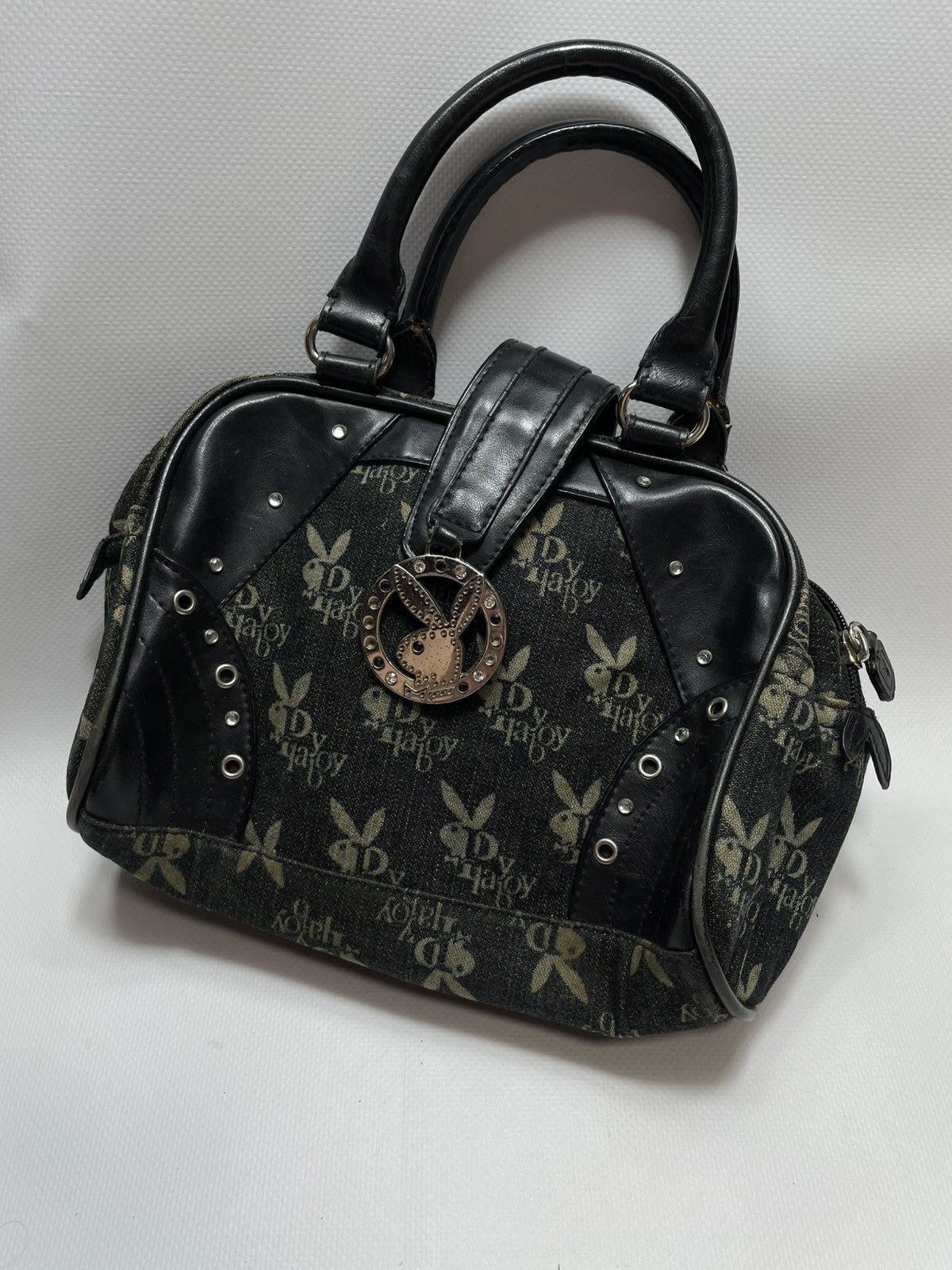 Playboy Vintage Playboy Monogram Mini Bowling Bag Black Gold Size ONE SIZE - 1 Thumbnail