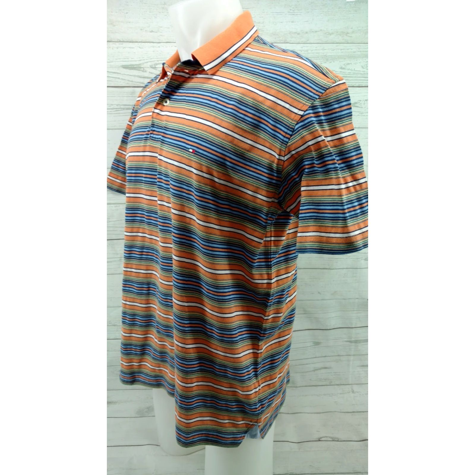 Tommy Hilfiger Tommy Hilfiger Polo Shirt Striped Orange Large Mens Casual Vintage Shirt Size US L / EU 52-54 / 3 - 2 Thumbnail