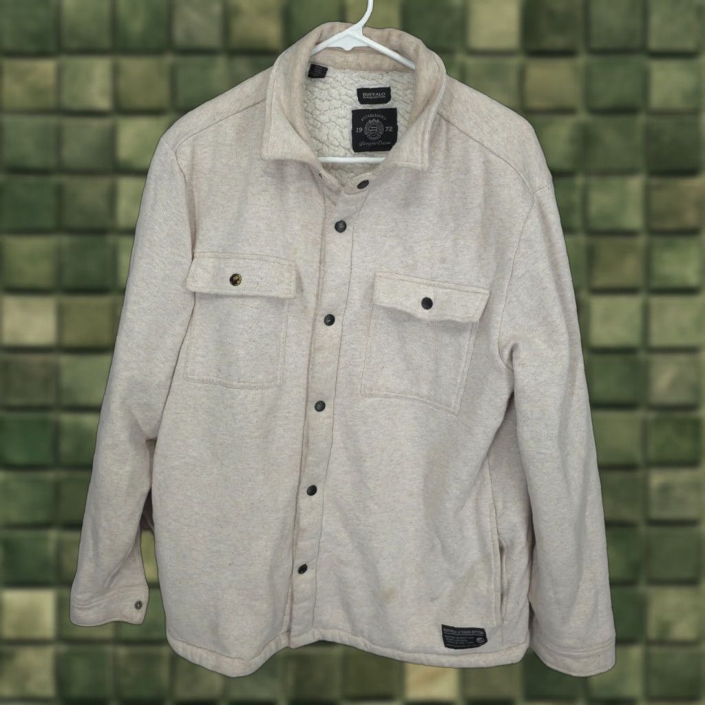 Buffalo David Bitton Buffalo by David Bitton Shirt Jacket Mens Medium Beige Shacket Fleece Lined Size US M / EU 48-50 / 2 - 1 Thumbnail