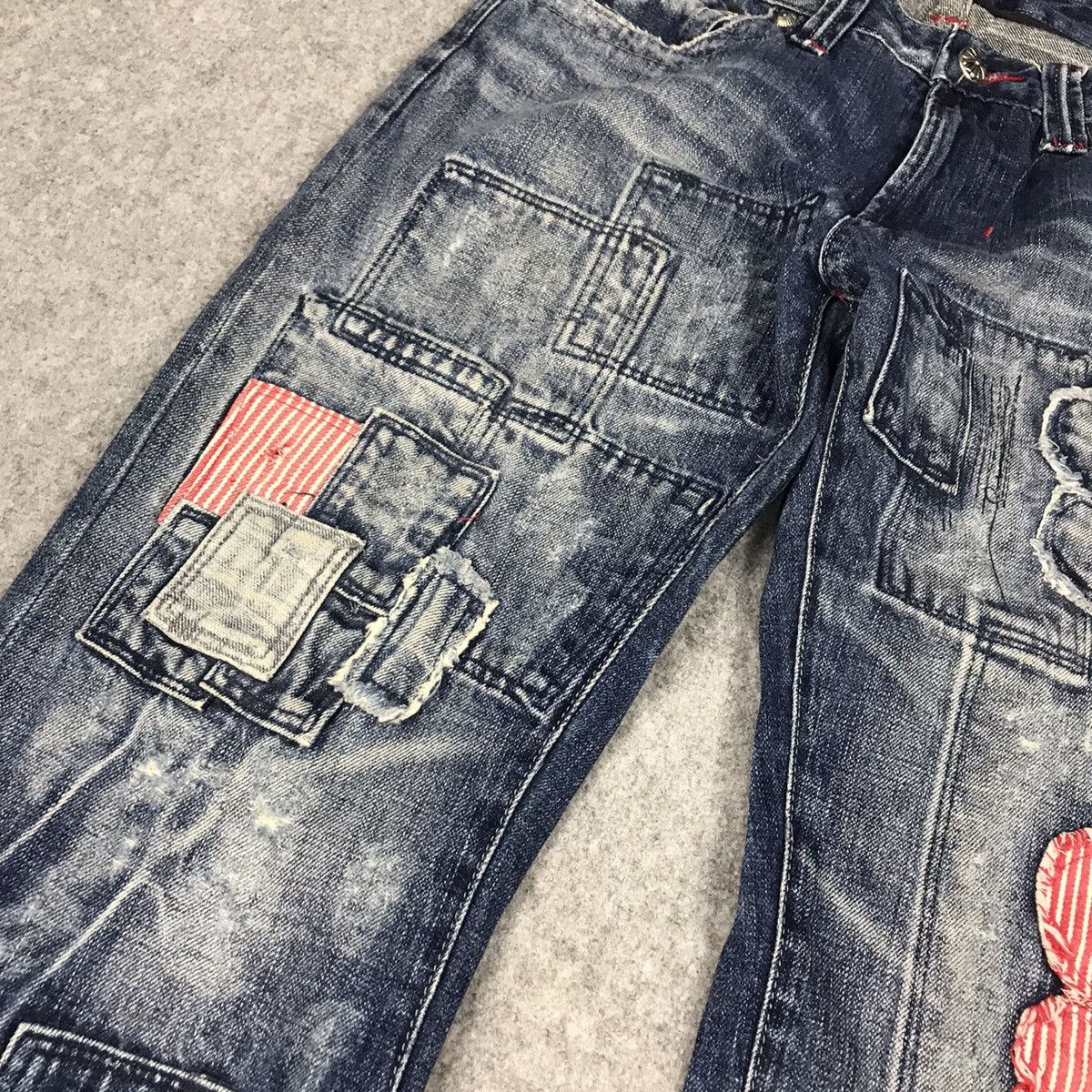 Japanese Brand × Le Grande Bleu (L.G.B.) FLARE PATCHWORK TRIM JAPAN BRAND BOOT CUT DENIM PANTS 141 Size US 30 / EU 46 - 5 Thumbnail