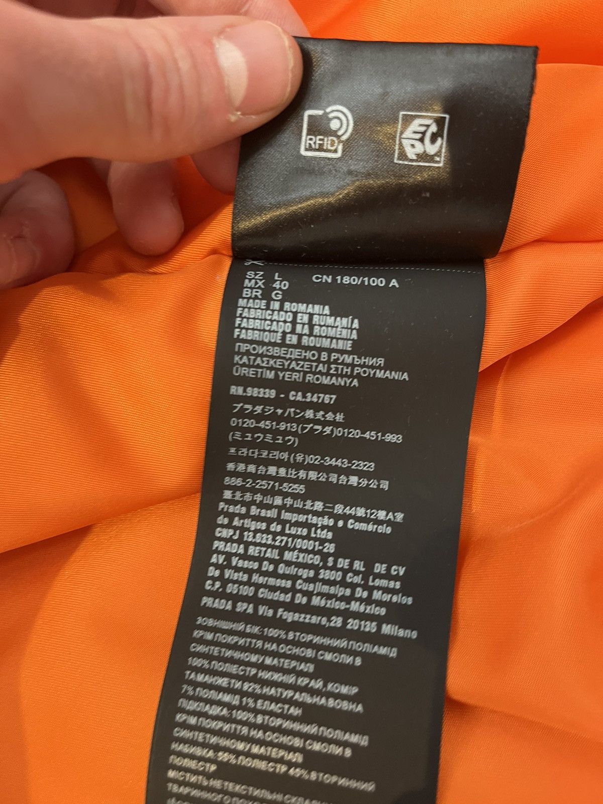 Prada PRADA RARE BOMBER NYLON ORANGE LINING Size US L / EU 52-54 / 3 - 7 Thumbnail